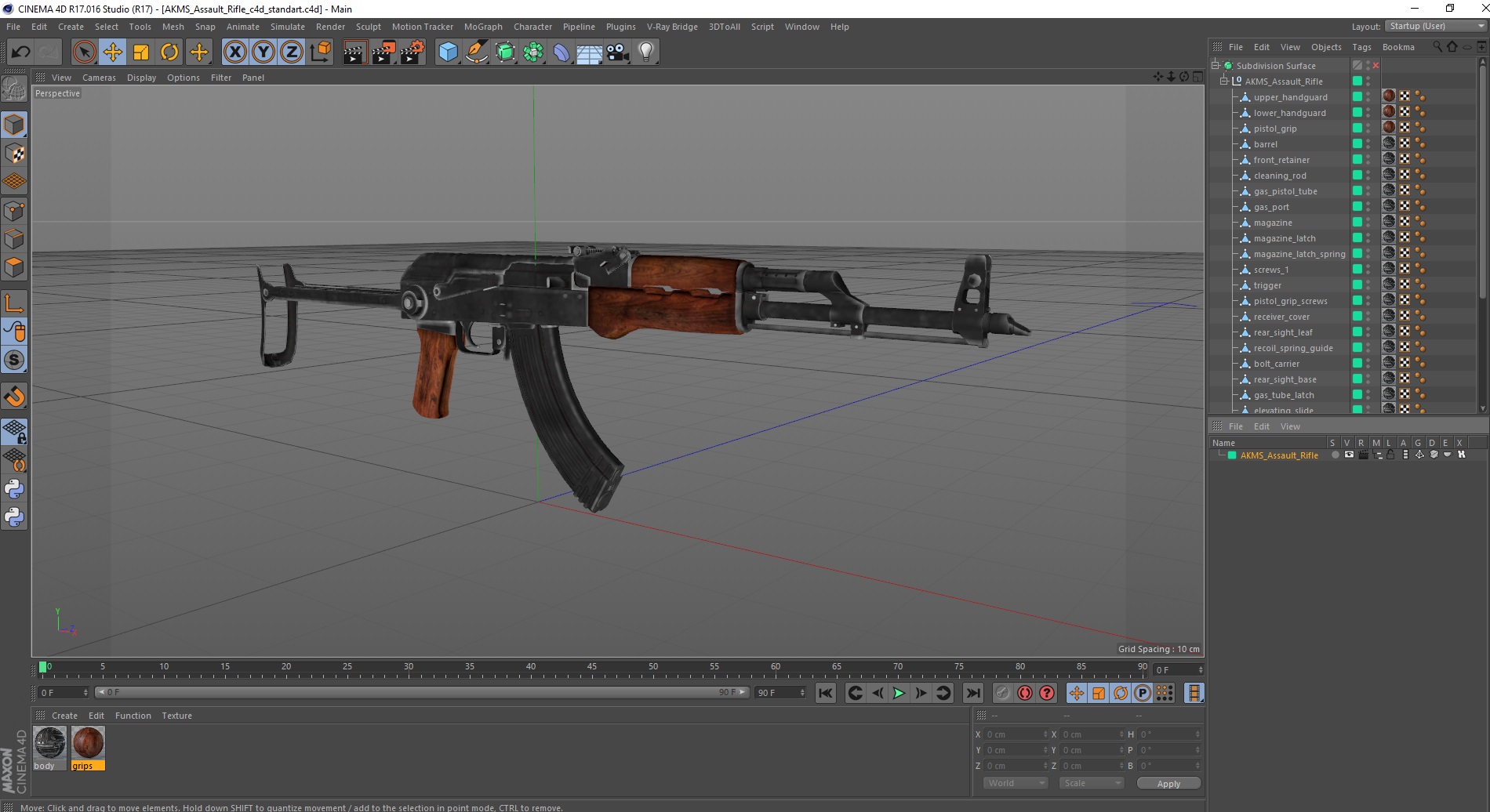 3D AKMS Assault Rifle model