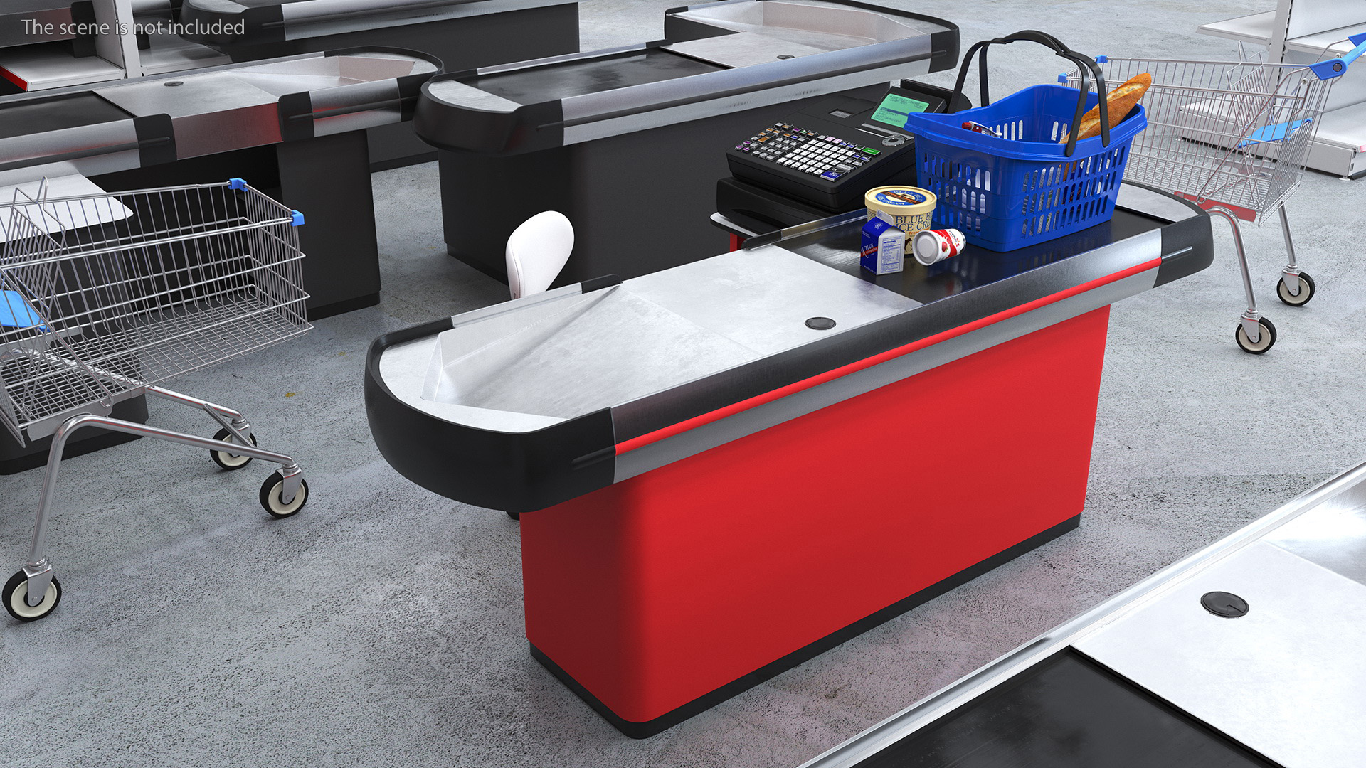 3D Supermarket Checkout Red with Products model