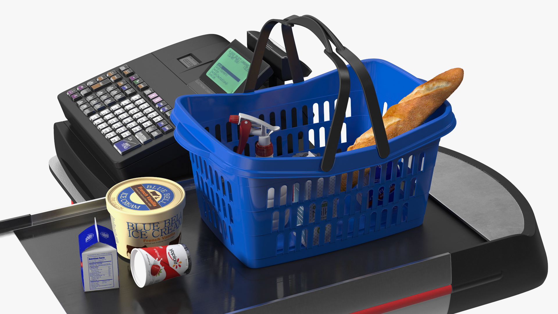 3D Supermarket Checkout Red with Products model