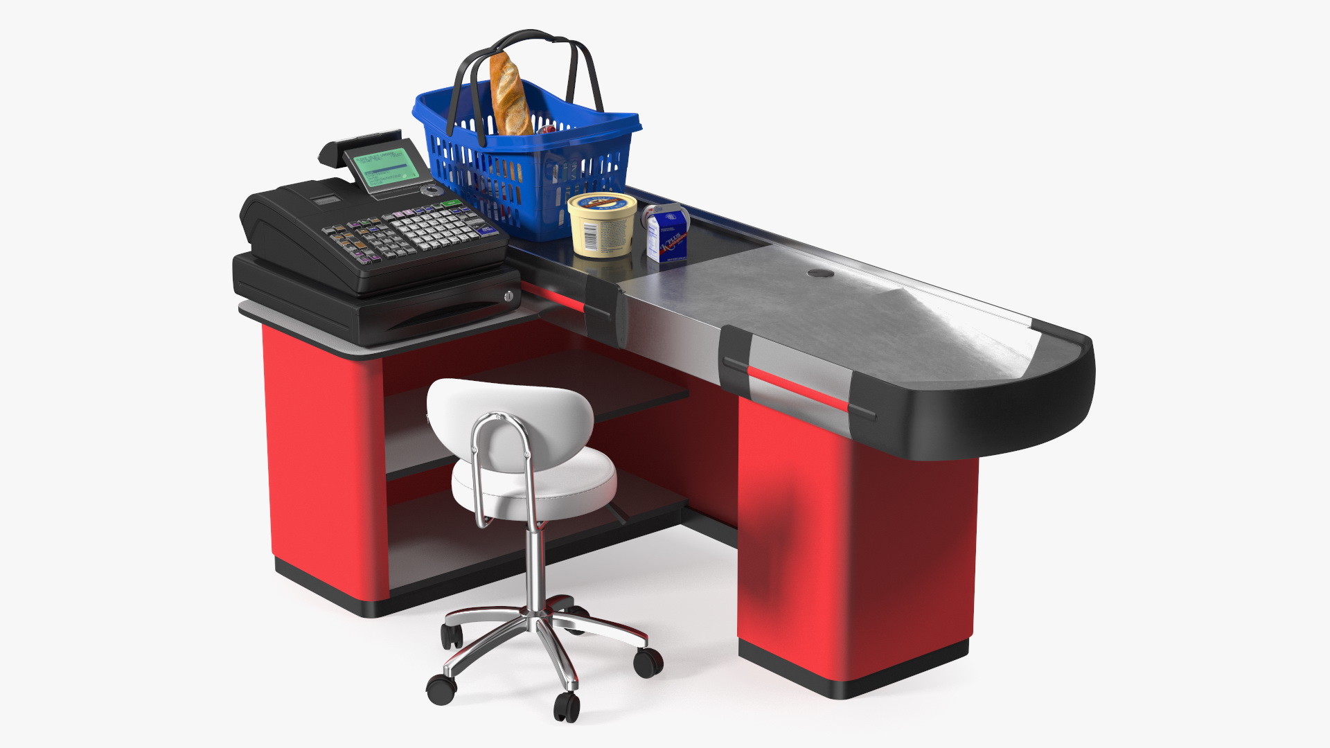 3D Supermarket Checkout Red with Products model