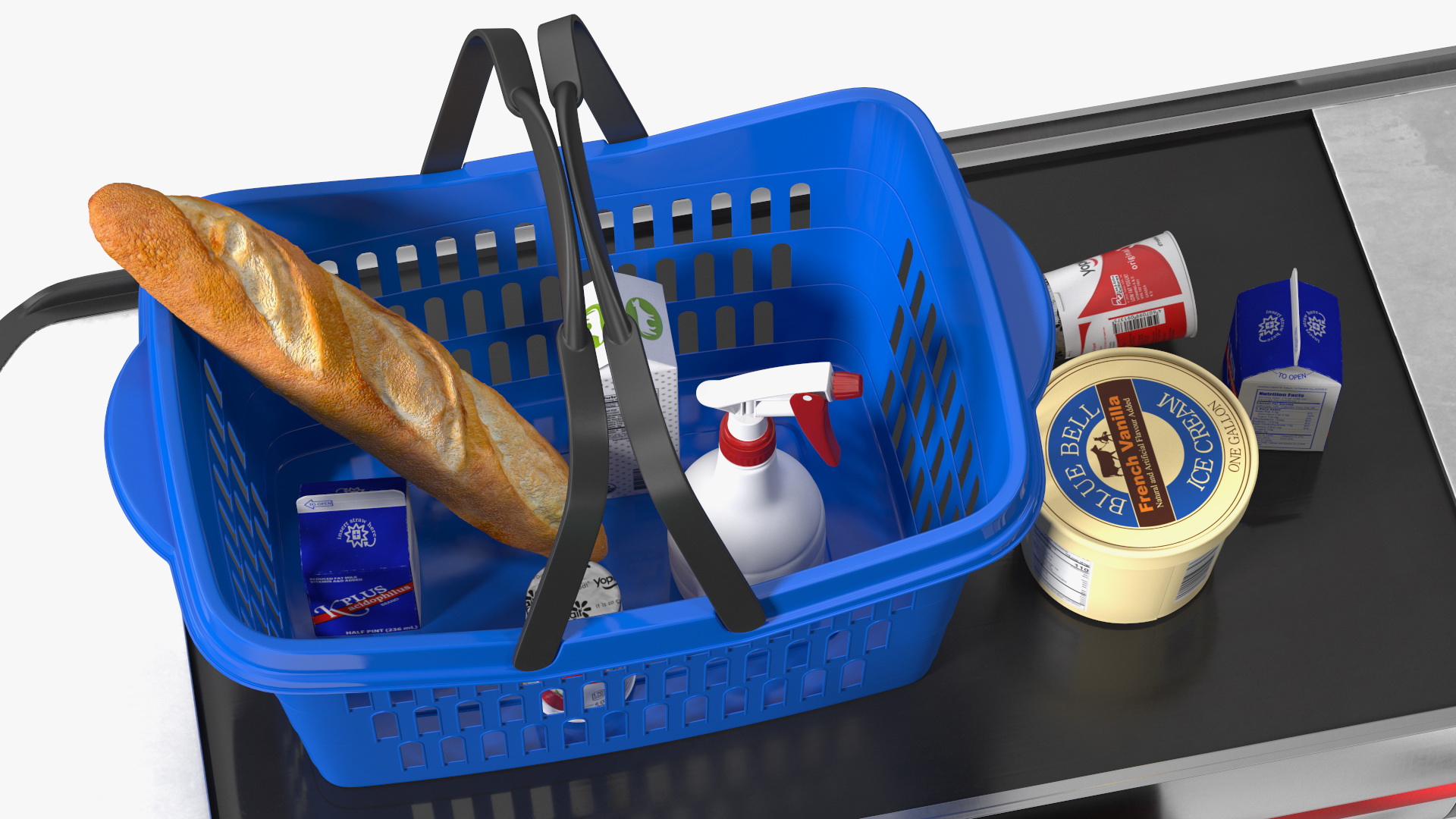 3D Supermarket Checkout Red with Products model