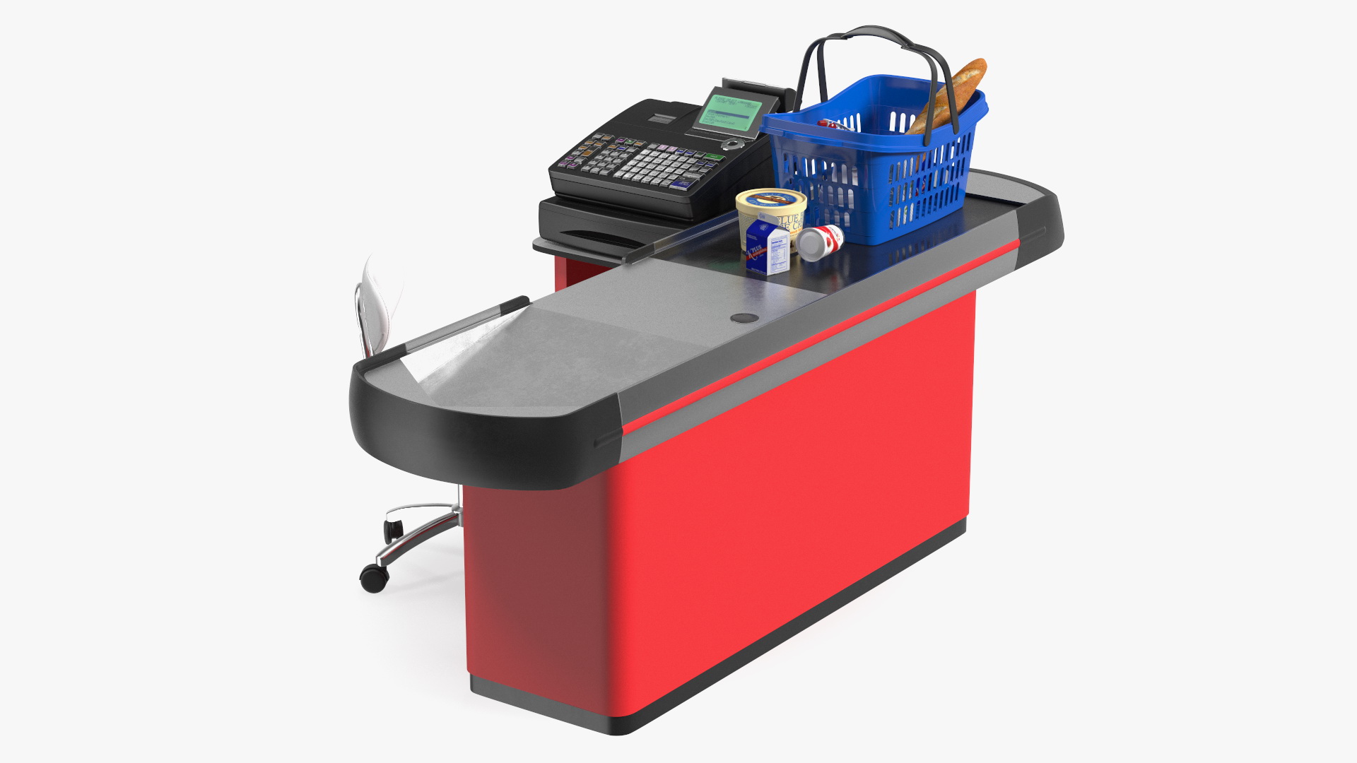 3D Supermarket Checkout Red with Products model