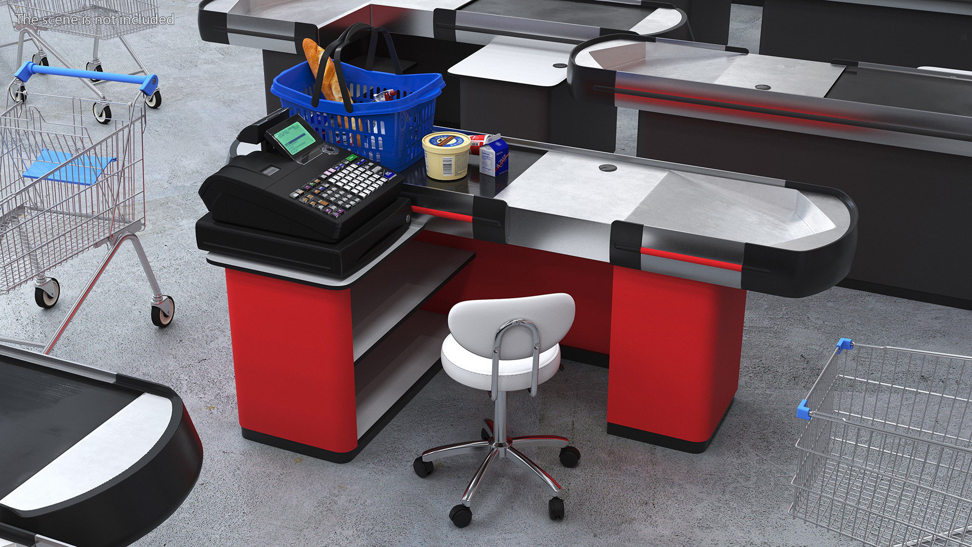 3D Supermarket Checkout Red with Products model