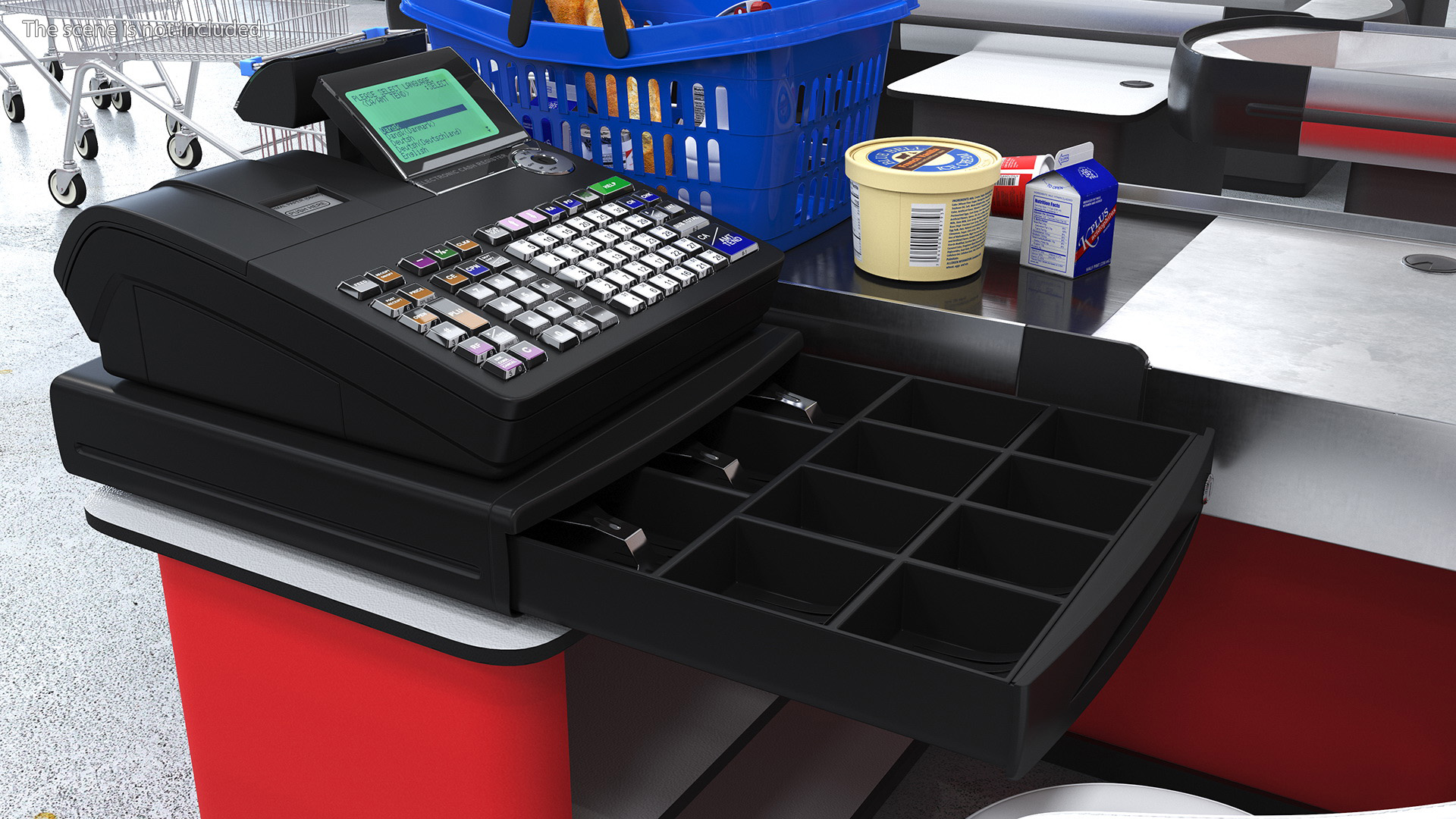 3D Supermarket Checkout Red with Products model