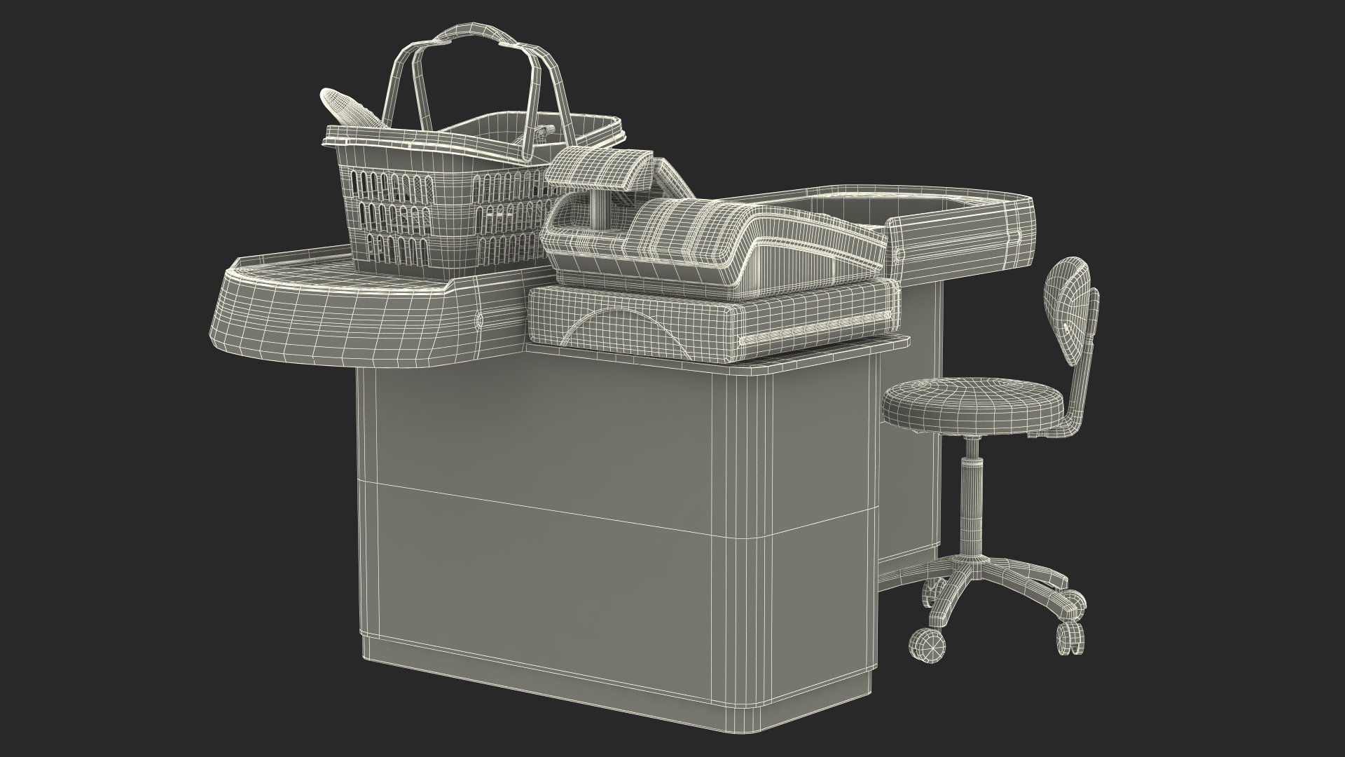 3D Supermarket Checkout Red with Products model