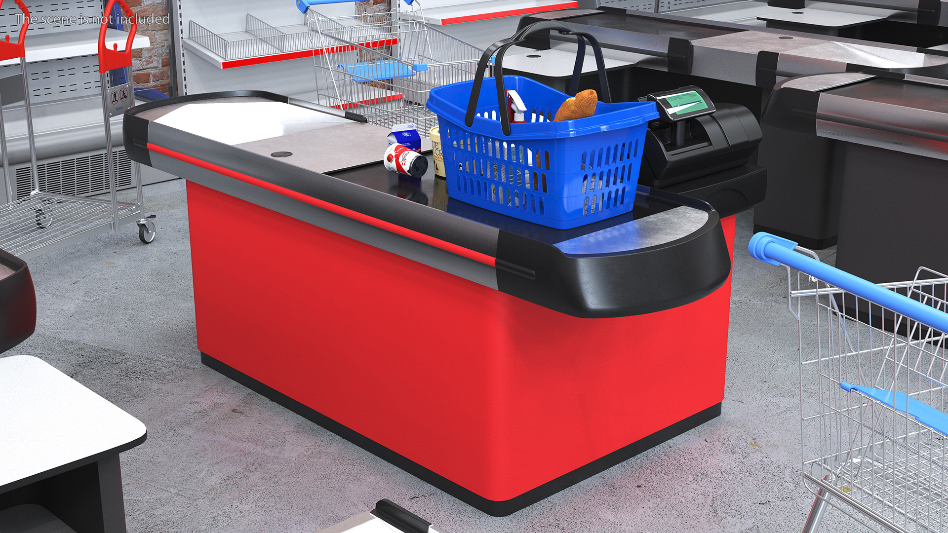 3D Supermarket Checkout Red with Products model