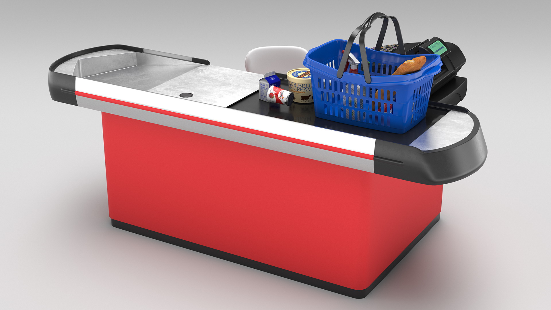 3D Supermarket Checkout Red with Products model