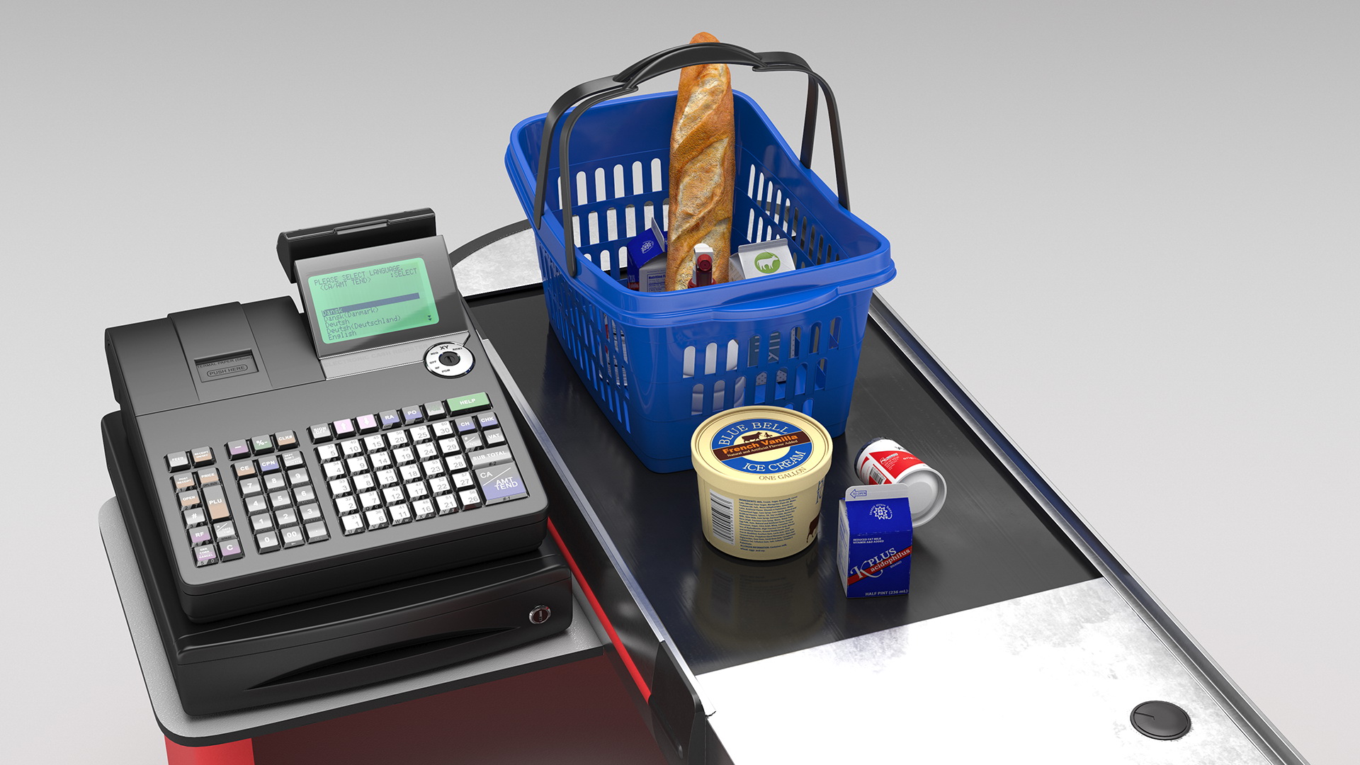 3D Supermarket Checkout Red with Products model