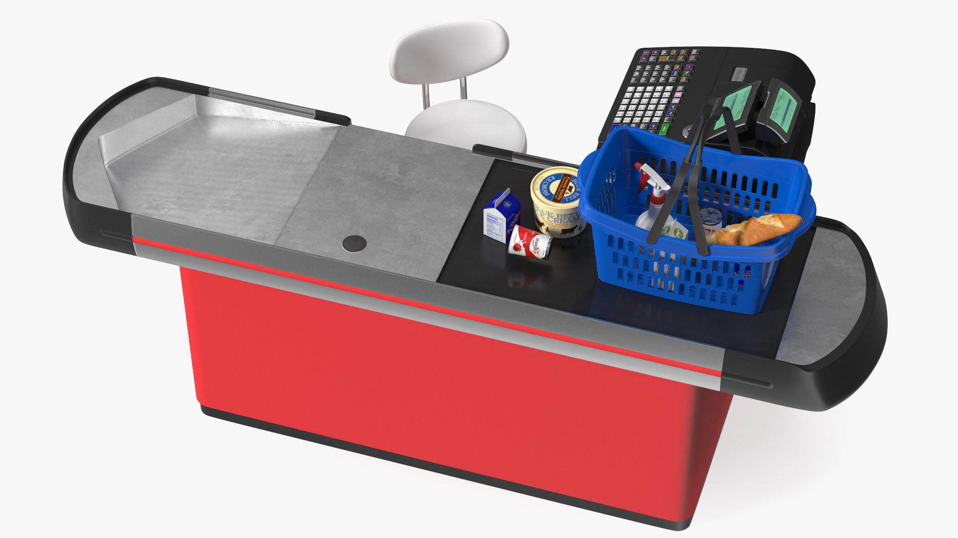 3D Supermarket Checkout Red with Products model