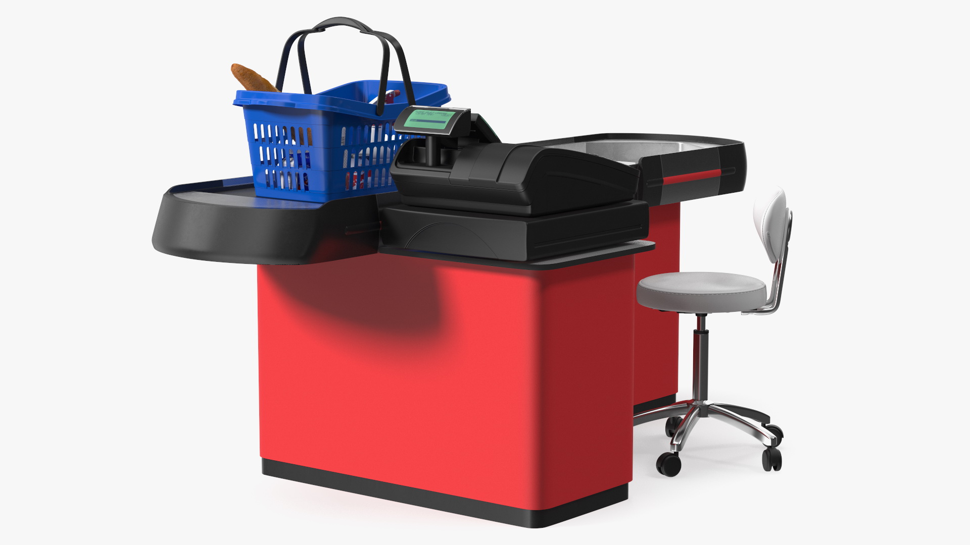3D Supermarket Checkout Red with Products model