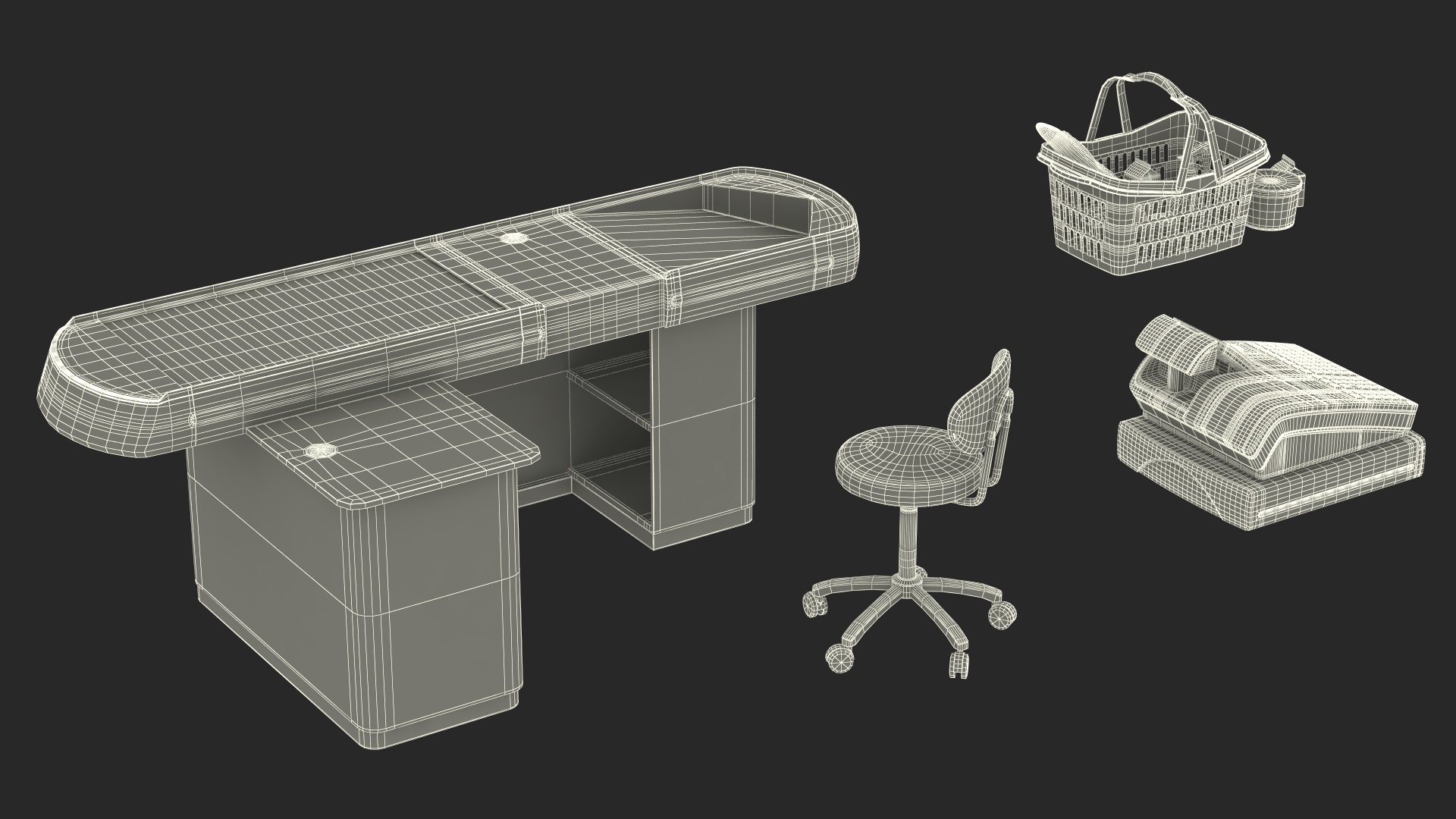 3D Supermarket Checkout Red with Products model