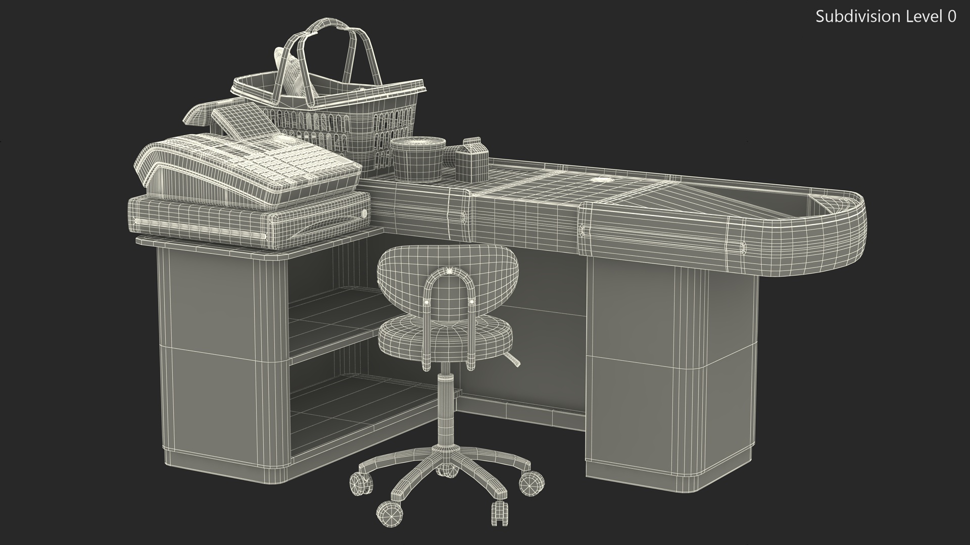 3D Supermarket Checkout Red with Products model