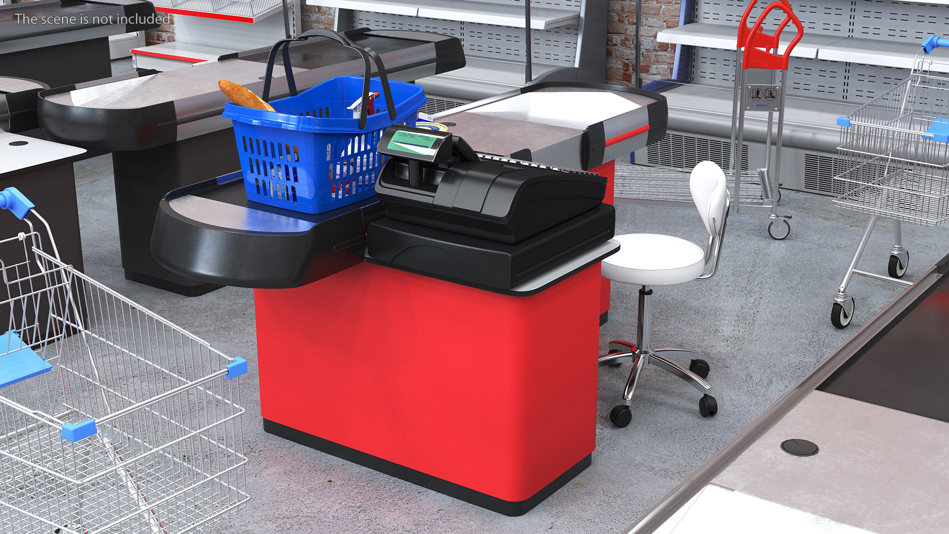 3D Supermarket Checkout Red with Products model