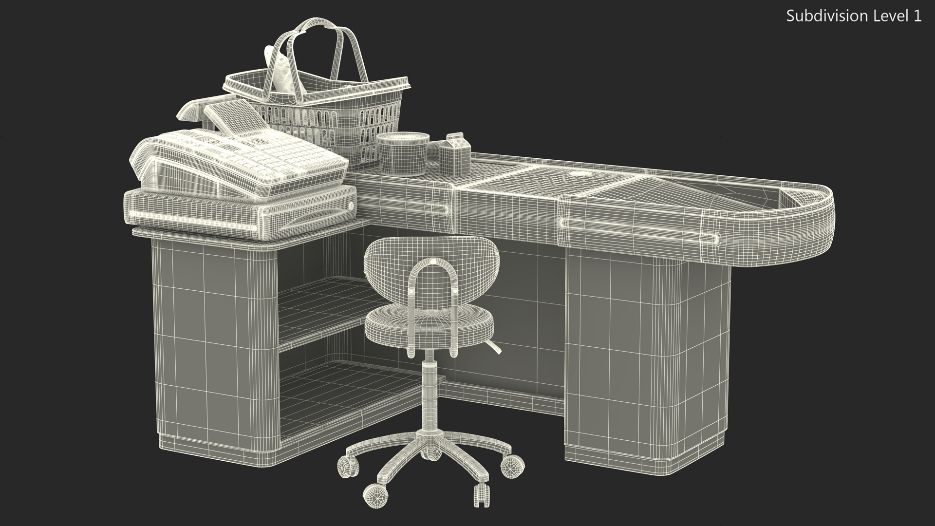 3D Supermarket Checkout Red with Products model