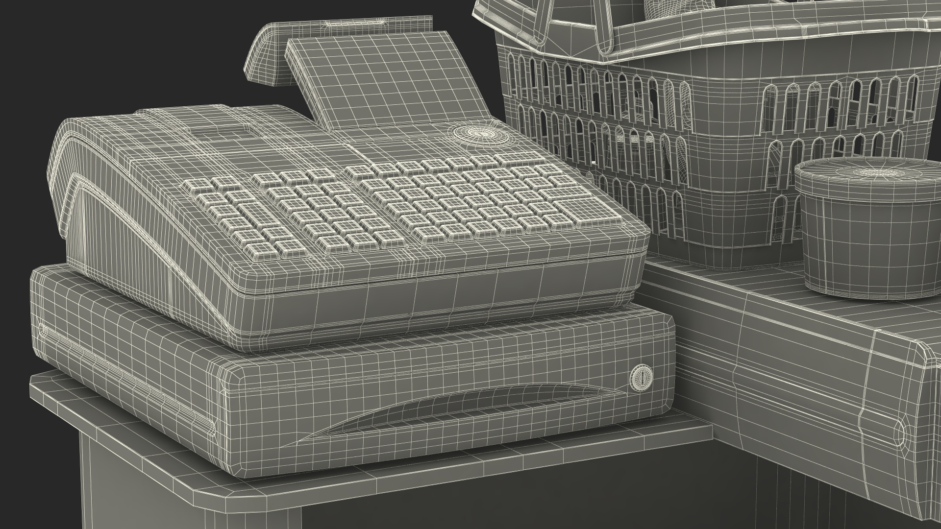 3D Supermarket Checkout Red with Products model