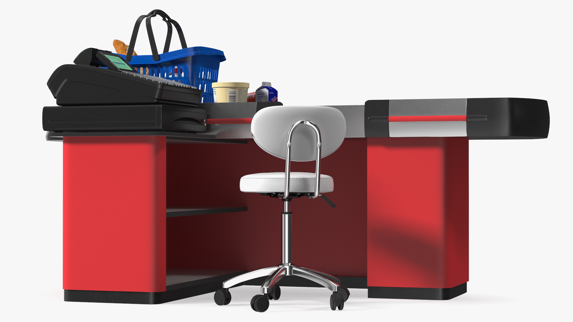 3D Supermarket Checkout Red with Products model