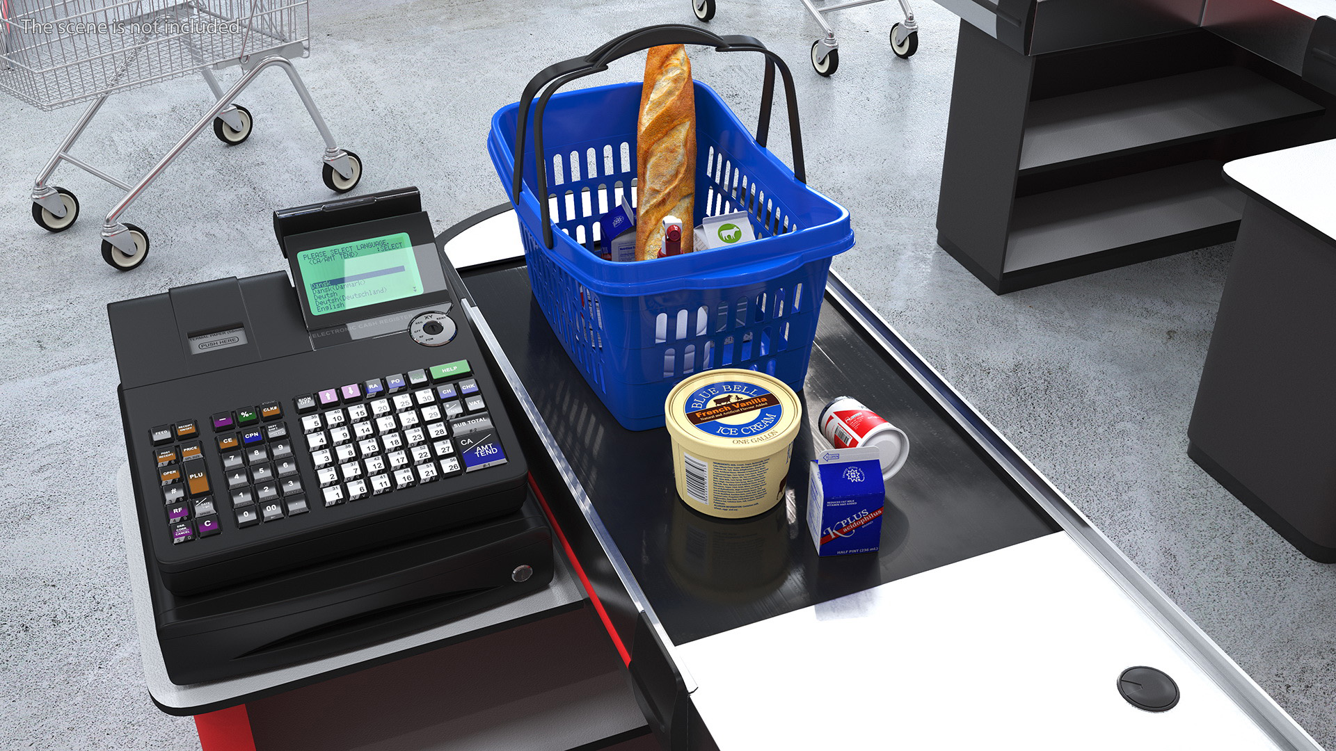 3D Supermarket Checkout Red with Products model