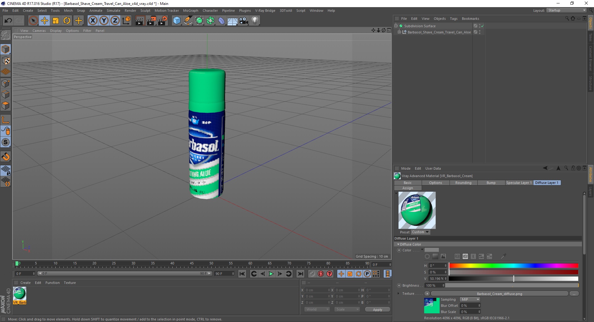 3D Barbasol Shave Cream Travel Can Aloe