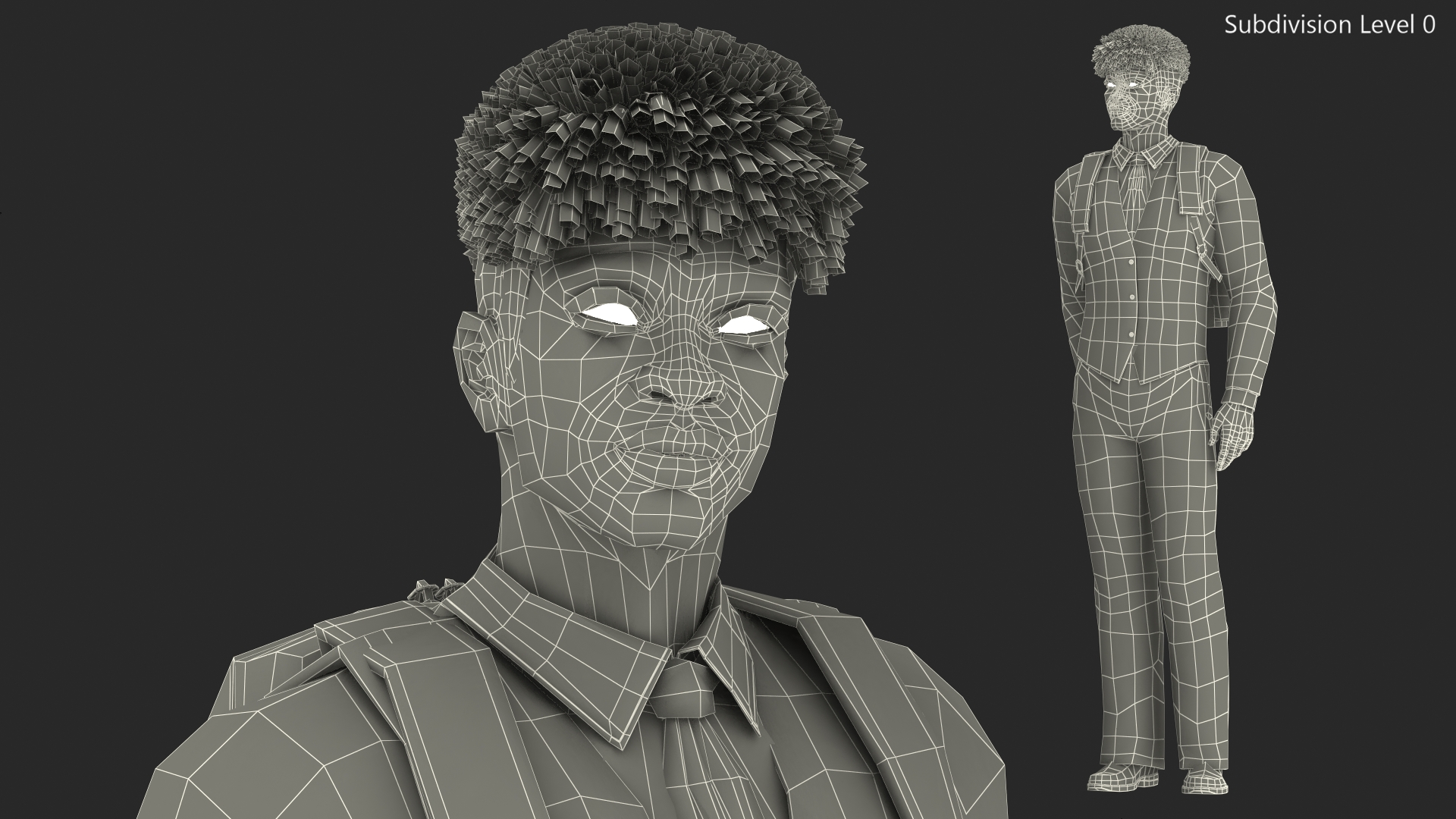 Black Teenager Light Skin School Uniform Standing Pose 3D model