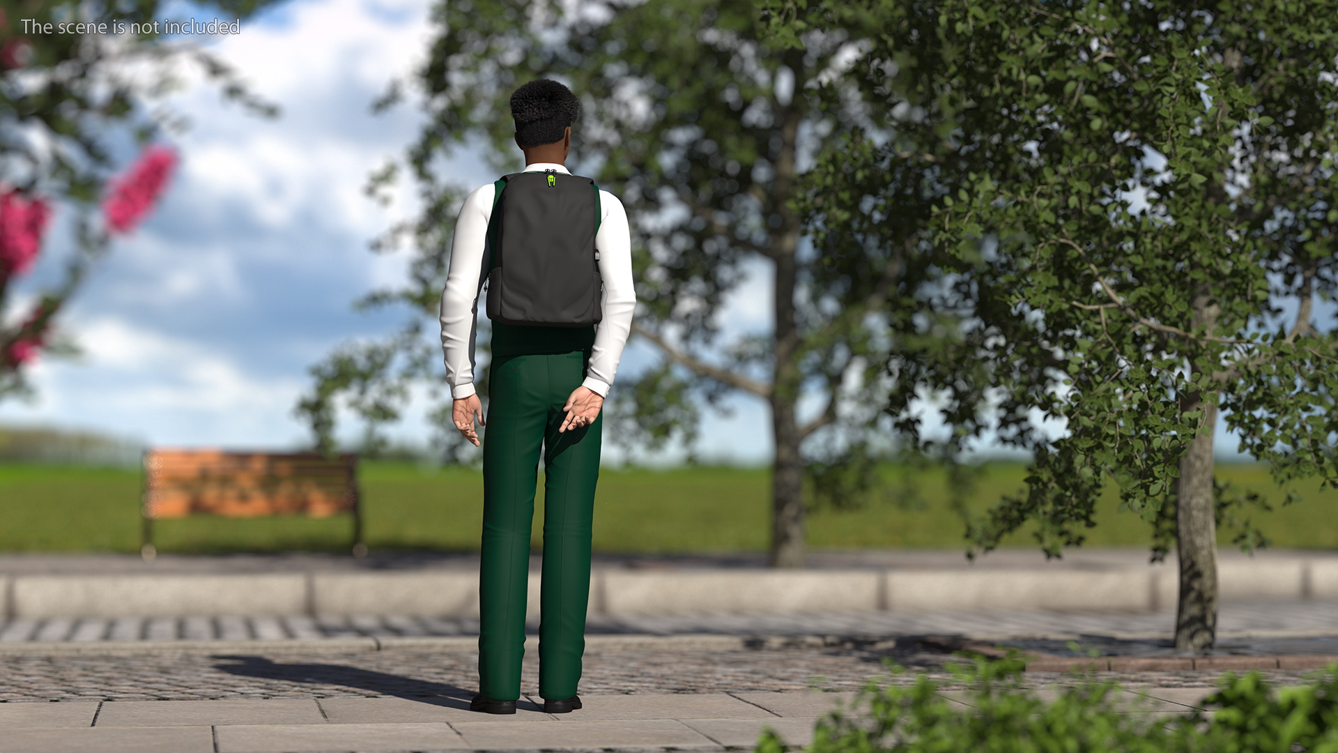 Black Teenager Light Skin School Uniform Standing Pose 3D model