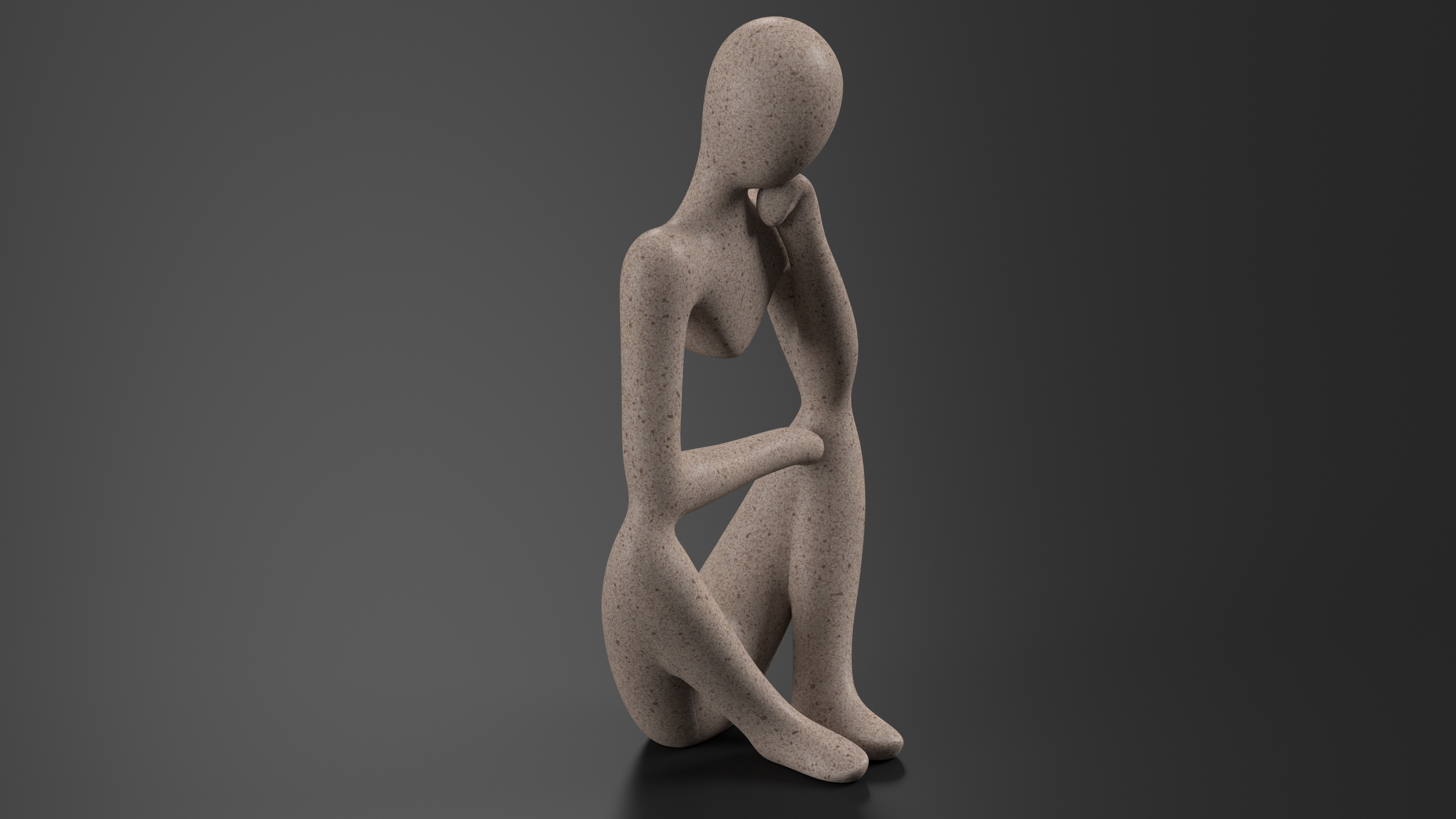 3D model Human Sculpture in Thoughtful Pose White
