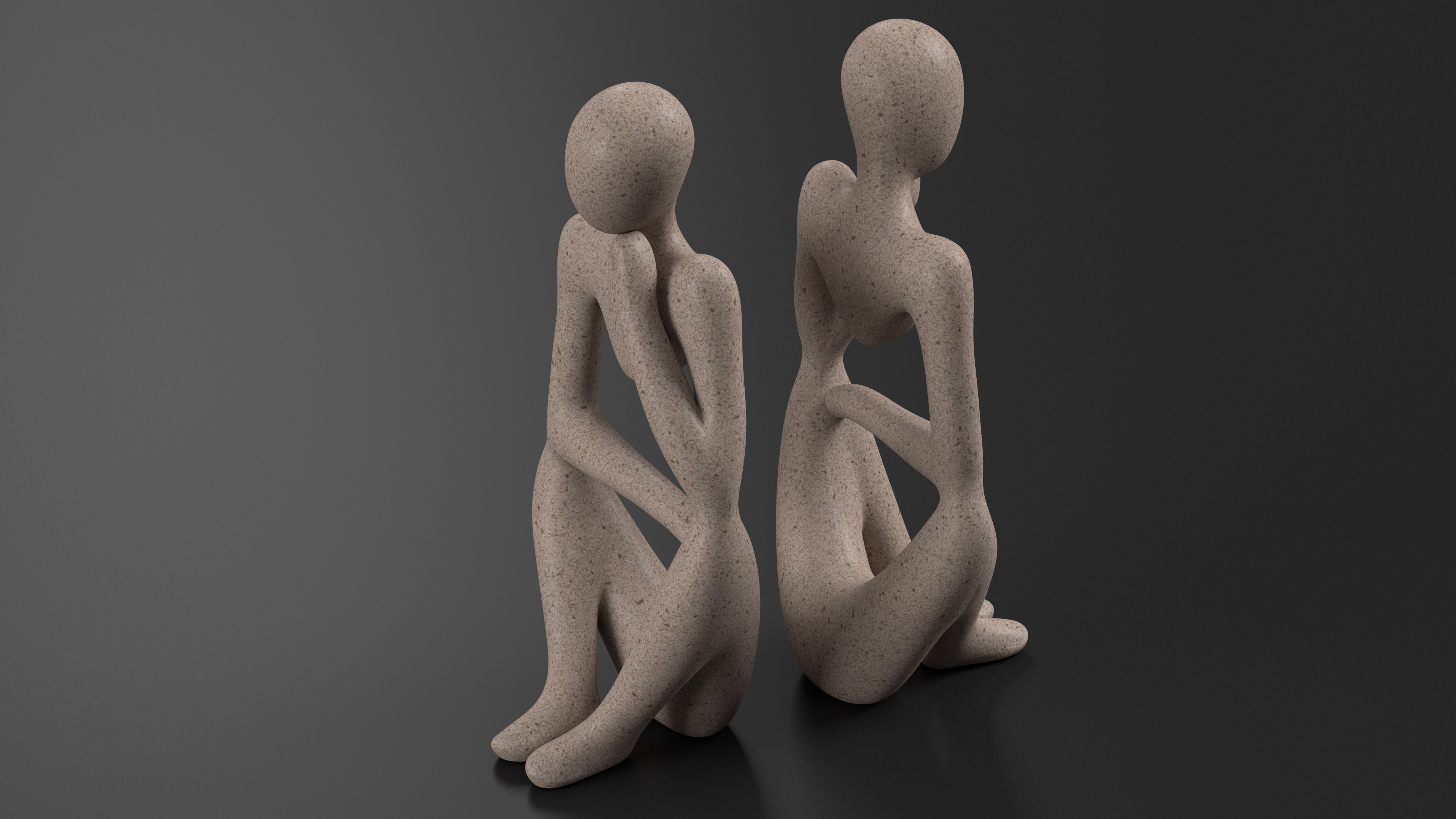 3D model Human Sculpture in Thoughtful Pose White