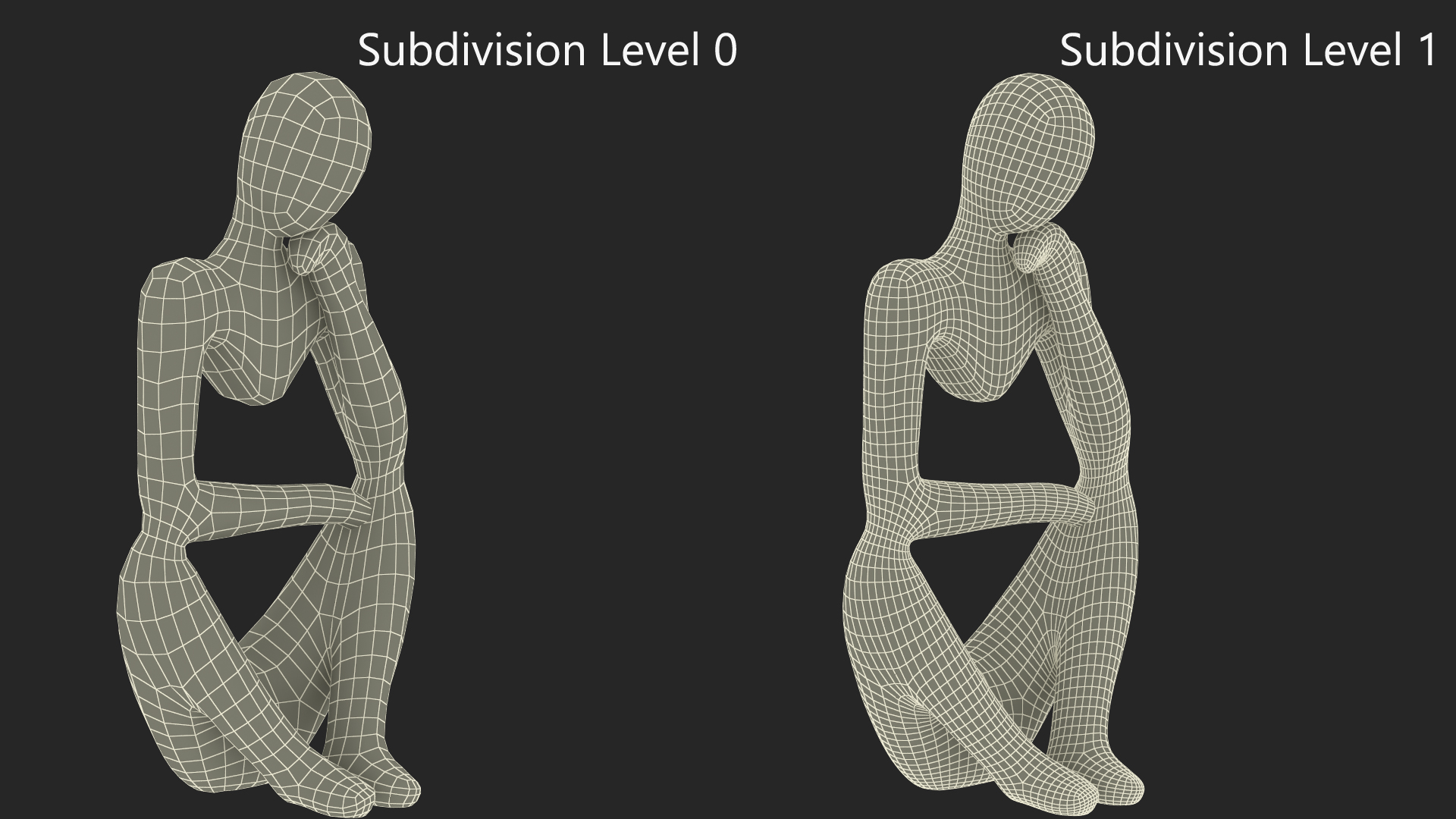 3D model Human Sculpture in Thoughtful Pose White