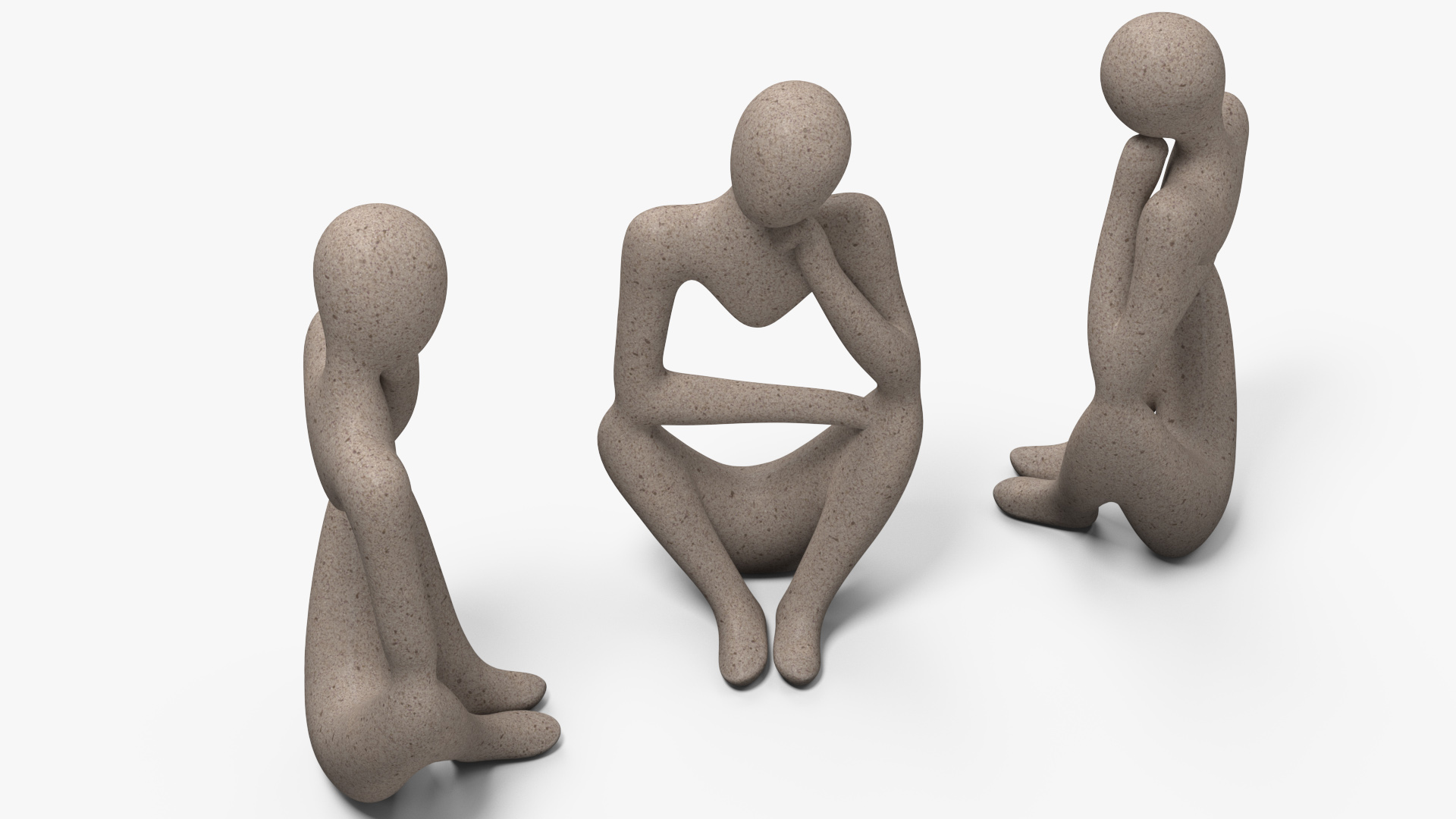 3D model Human Sculpture in Thoughtful Pose White