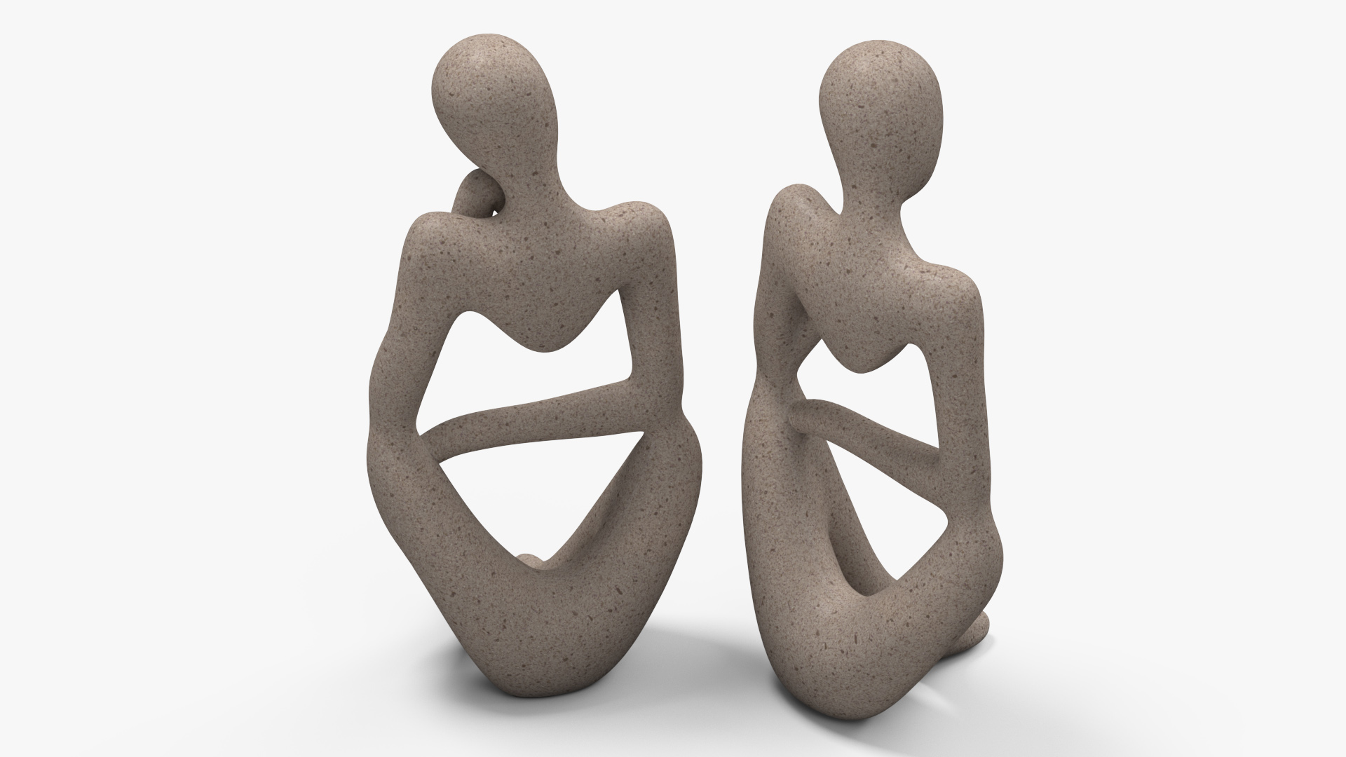 3D model Human Sculpture in Thoughtful Pose White