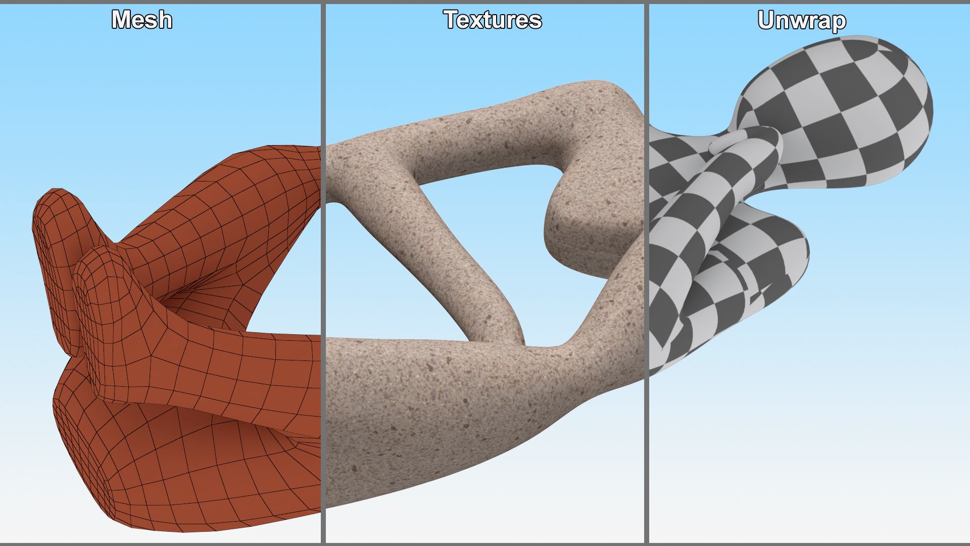 3D model Human Sculpture in Thoughtful Pose White