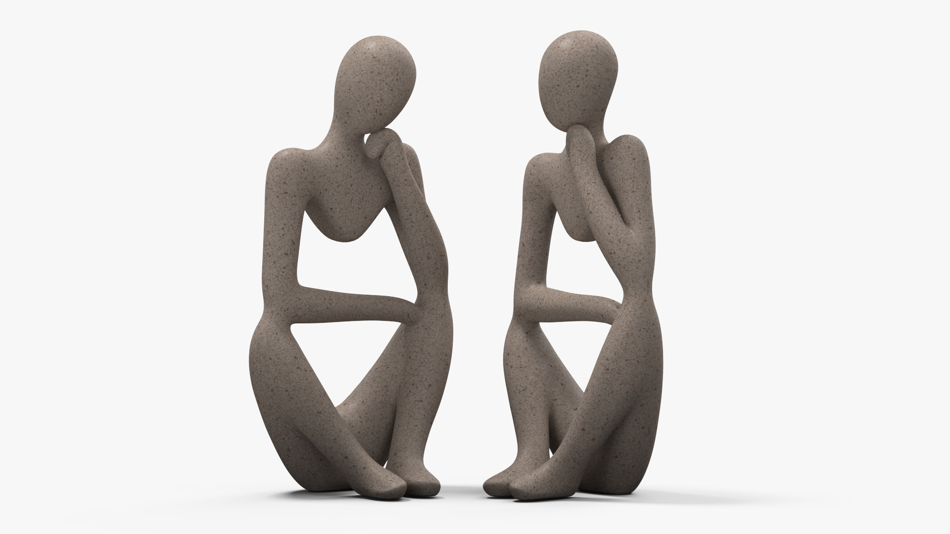 3D model Human Sculpture in Thoughtful Pose White