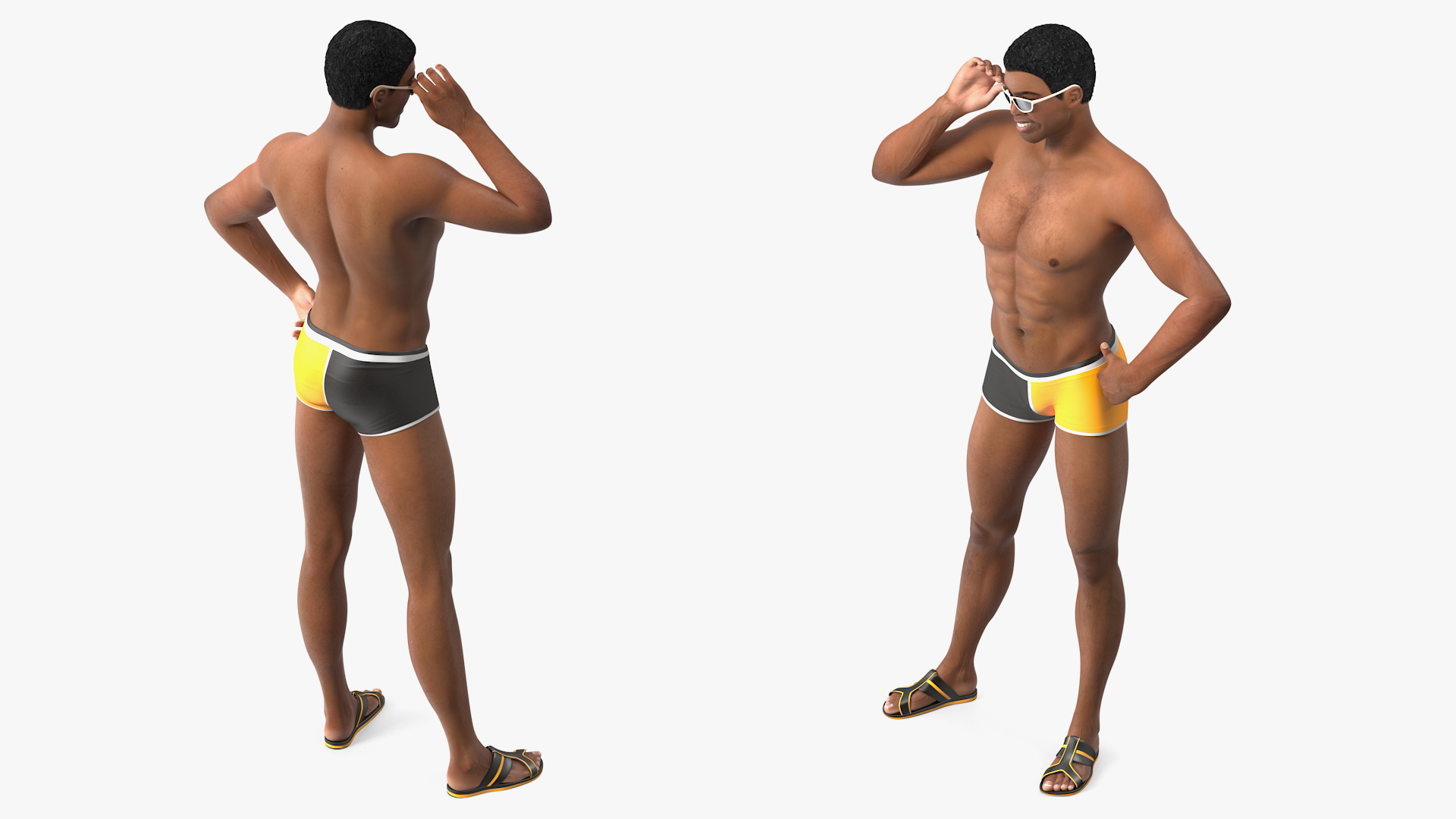 Light Skin Black Man in Swimwear 3D