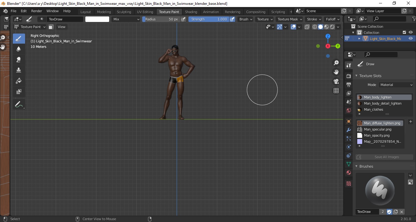 Light Skin Black Man in Swimwear 3D