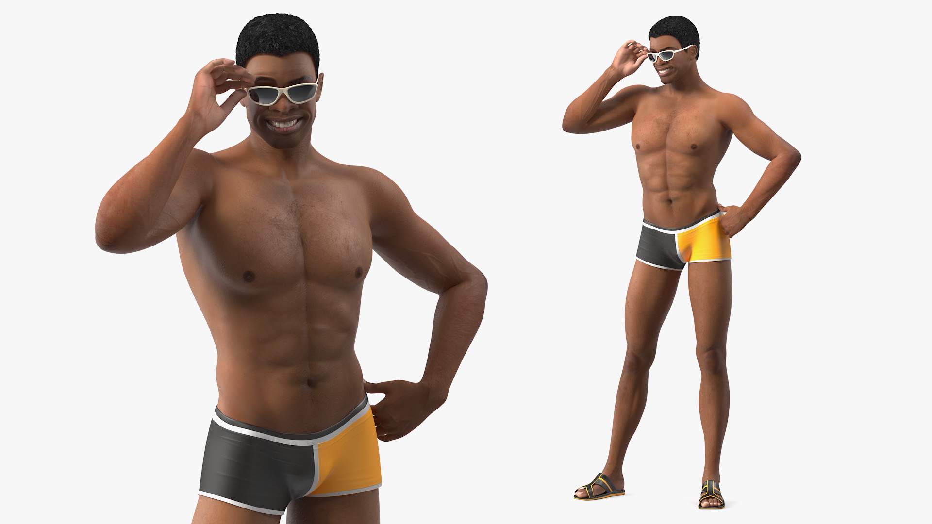 Light Skin Black Man in Swimwear 3D