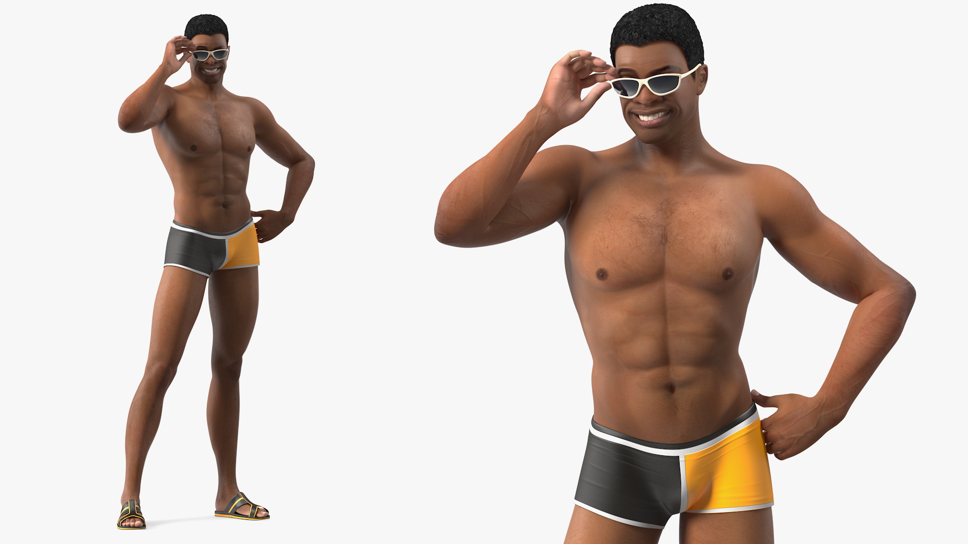 Light Skin Black Man in Swimwear 3D