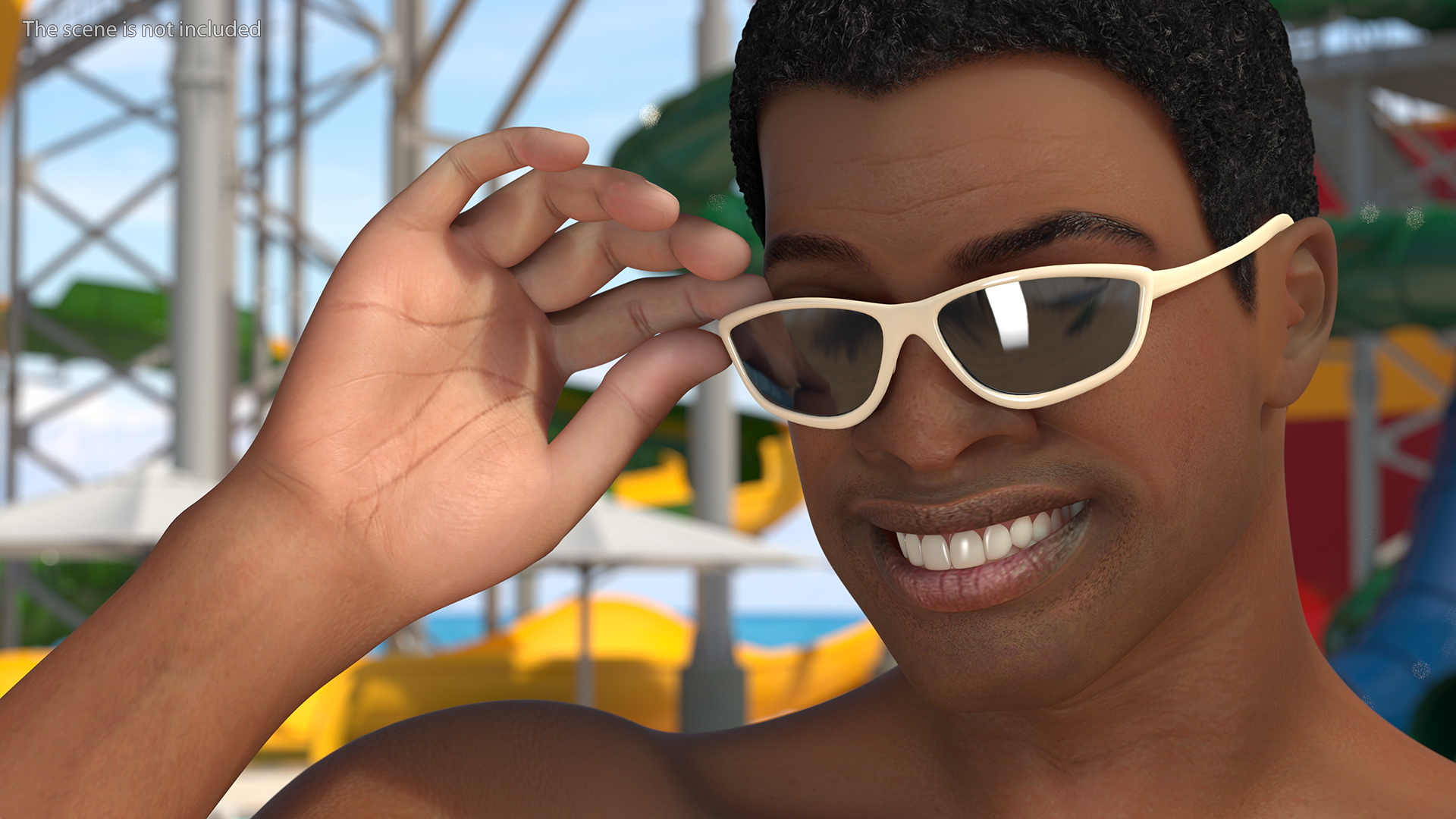 Light Skin Black Man in Swimwear 3D
