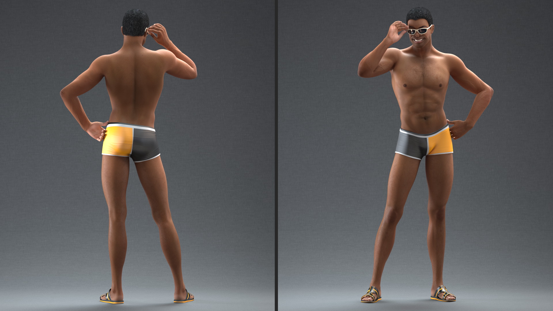 Light Skin Black Man in Swimwear 3D