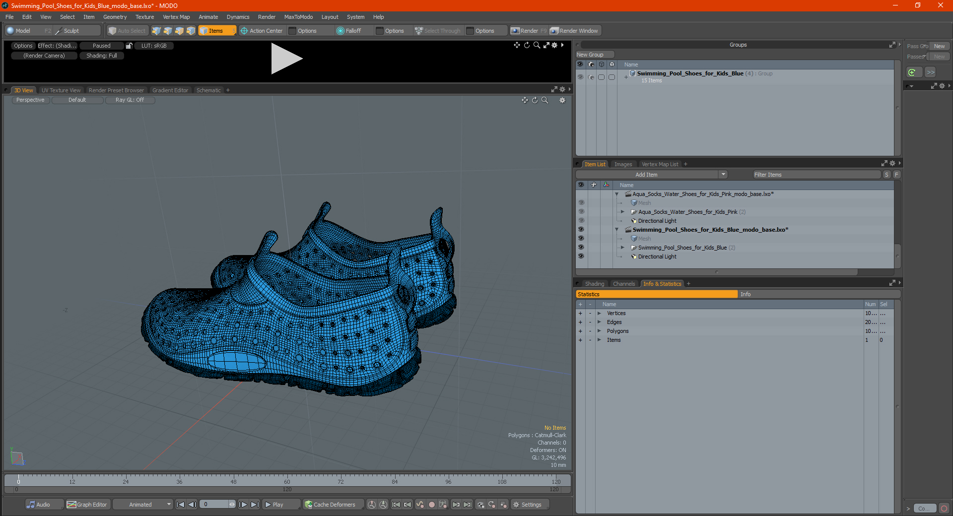 3D Swimming Pool Shoes for Kids Blue model
