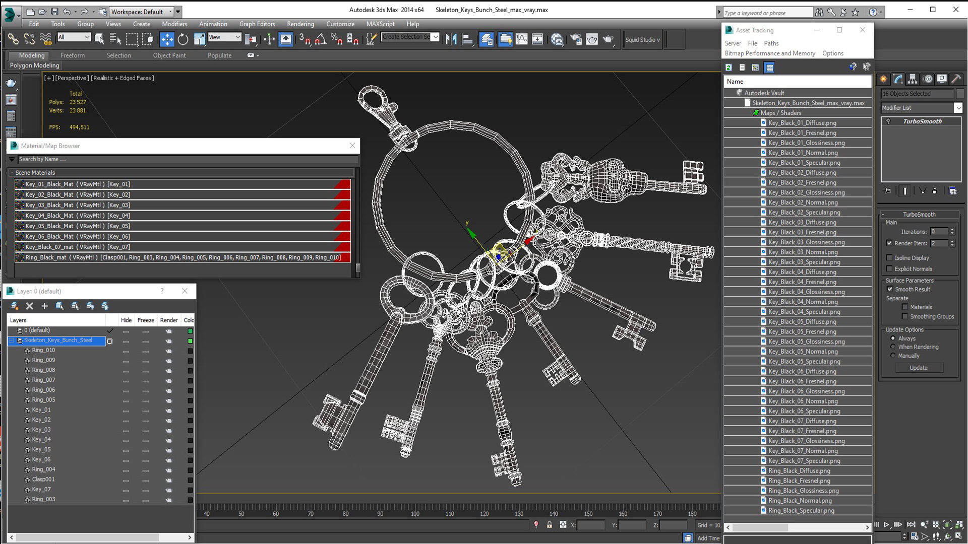 3D model Skeleton Keys Bunch Steel