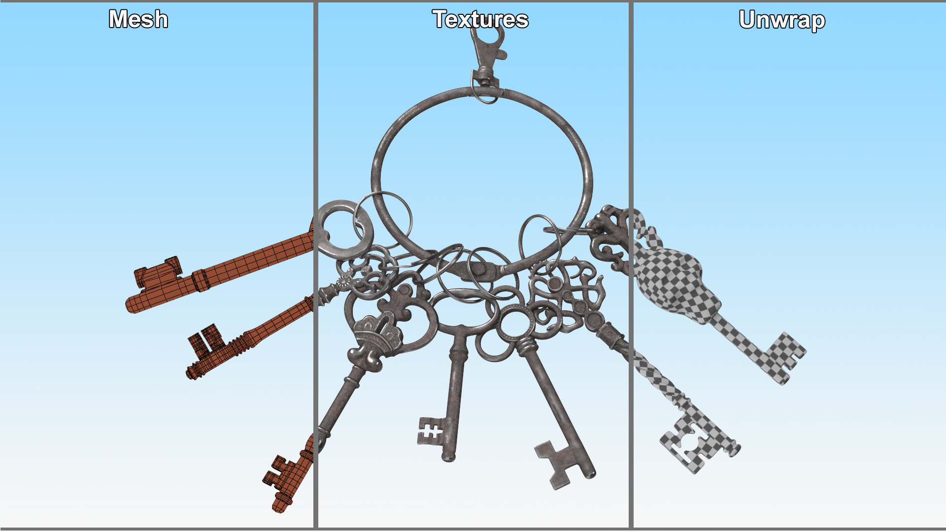 3D model Skeleton Keys Bunch Steel