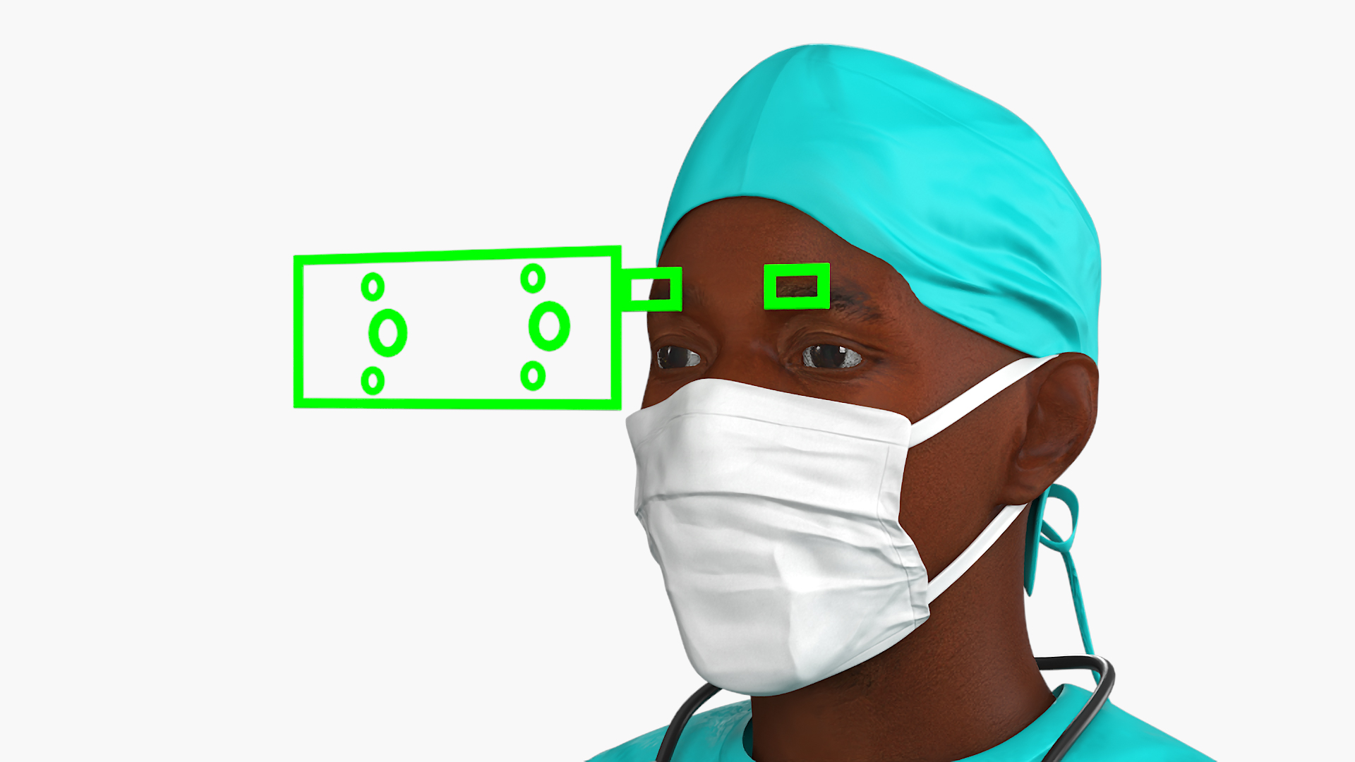 African Black Male Doctor with Surgical Headlight Loupe Rigged 3D