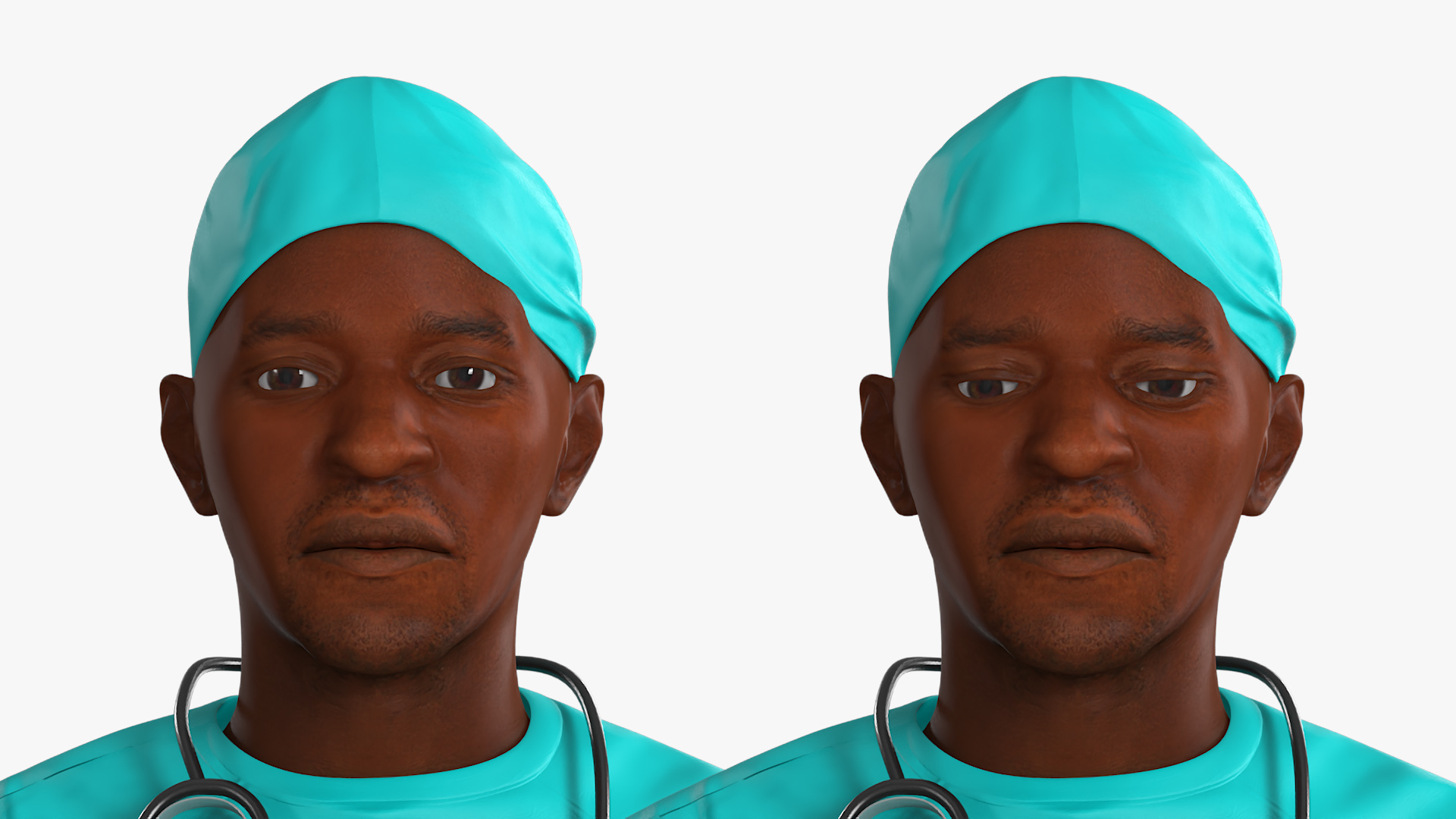 African Black Male Doctor with Surgical Headlight Loupe Rigged 3D