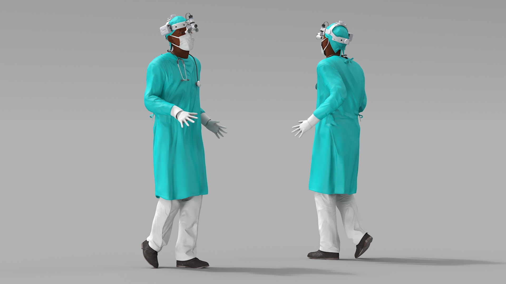 African Black Male Doctor with Surgical Headlight Loupe Rigged 3D