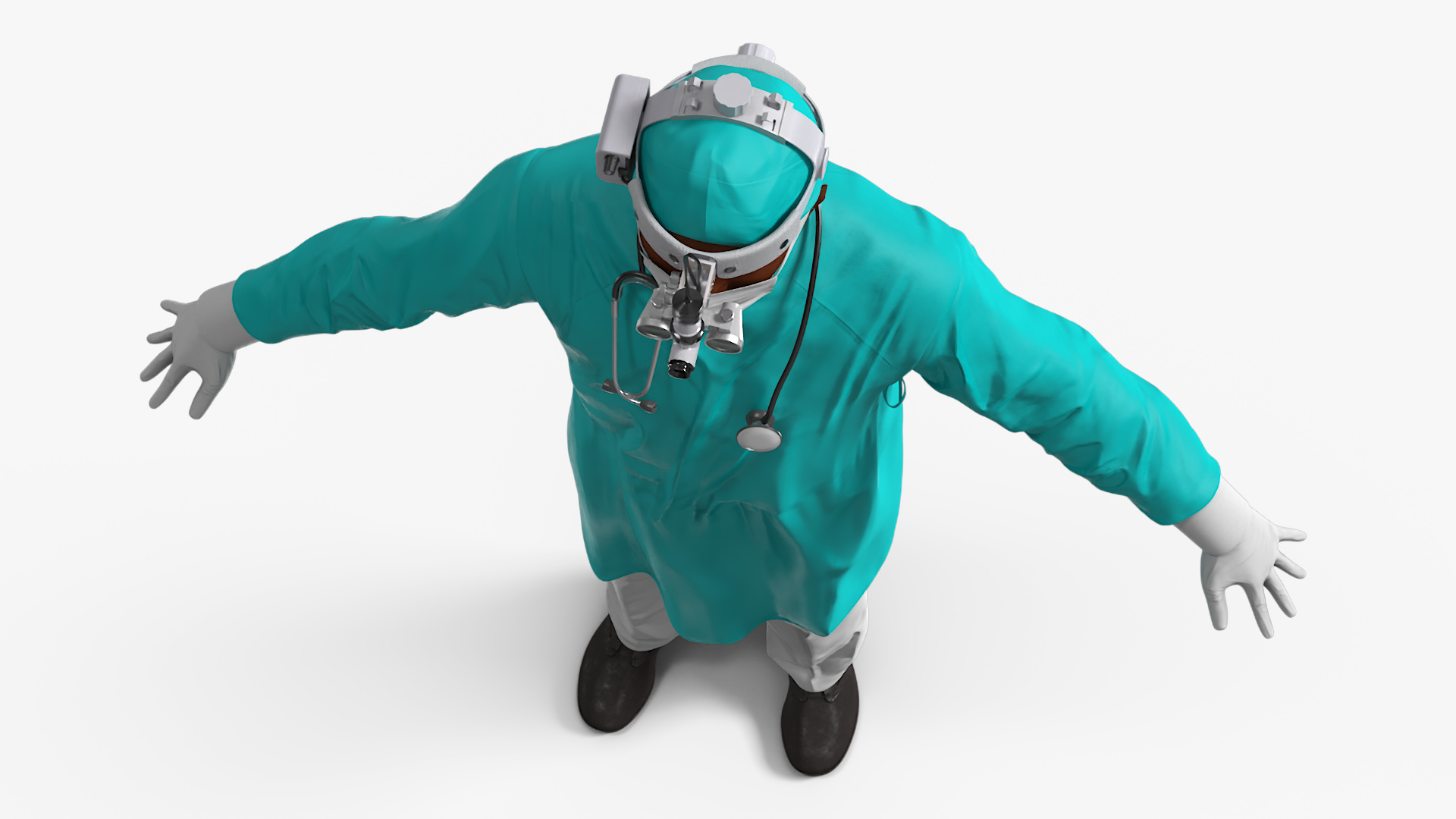 African Black Male Doctor with Surgical Headlight Loupe Rigged 3D