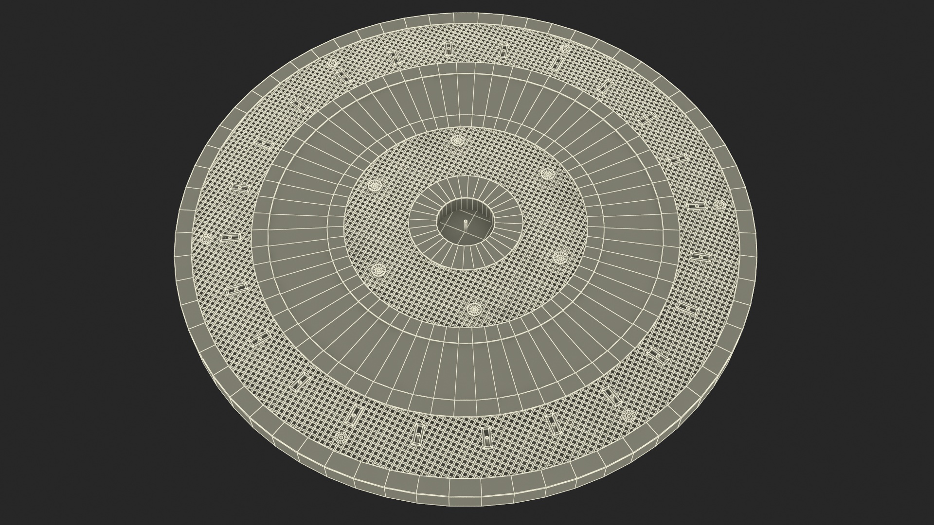 Dry Fountain Round No Water 3D