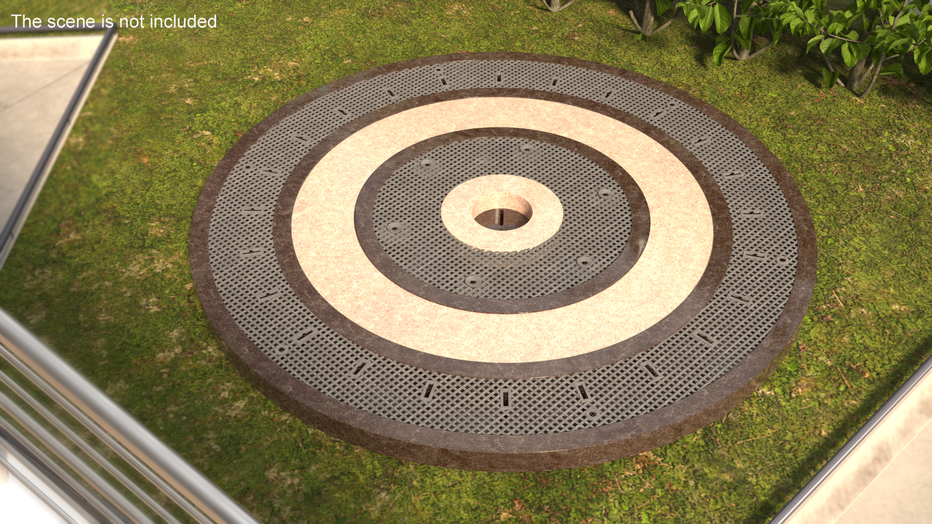 Dry Fountain Round No Water 3D