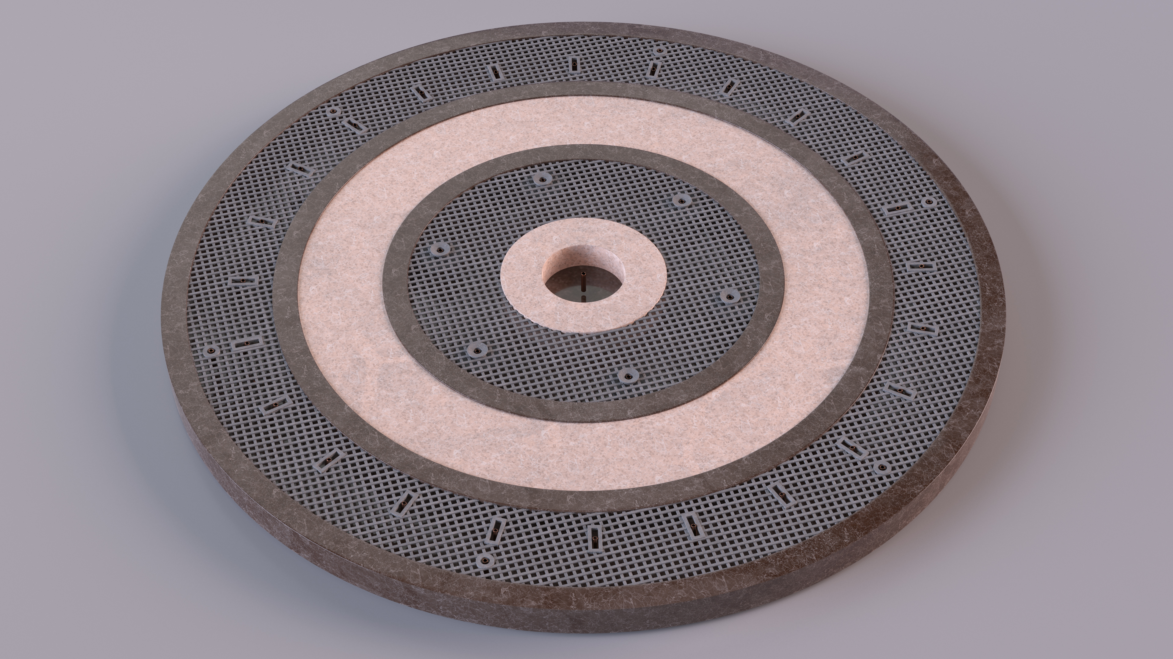 Dry Fountain Round No Water 3D