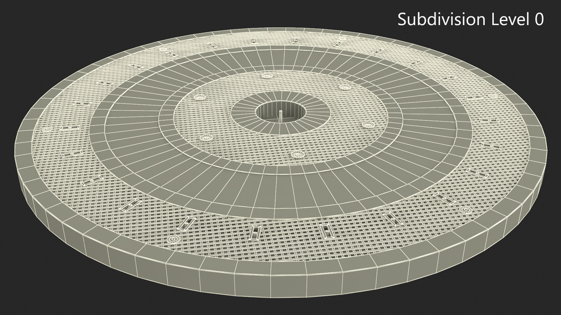 Dry Fountain Round No Water 3D