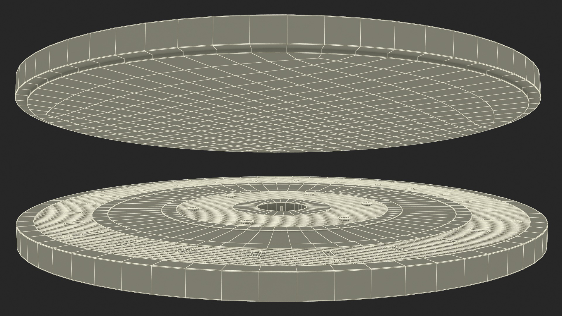 Dry Fountain Round No Water 3D