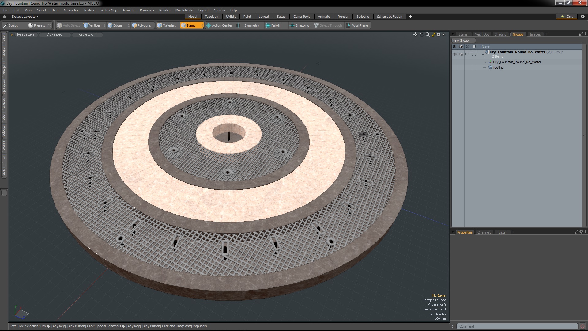 Dry Fountain Round No Water 3D
